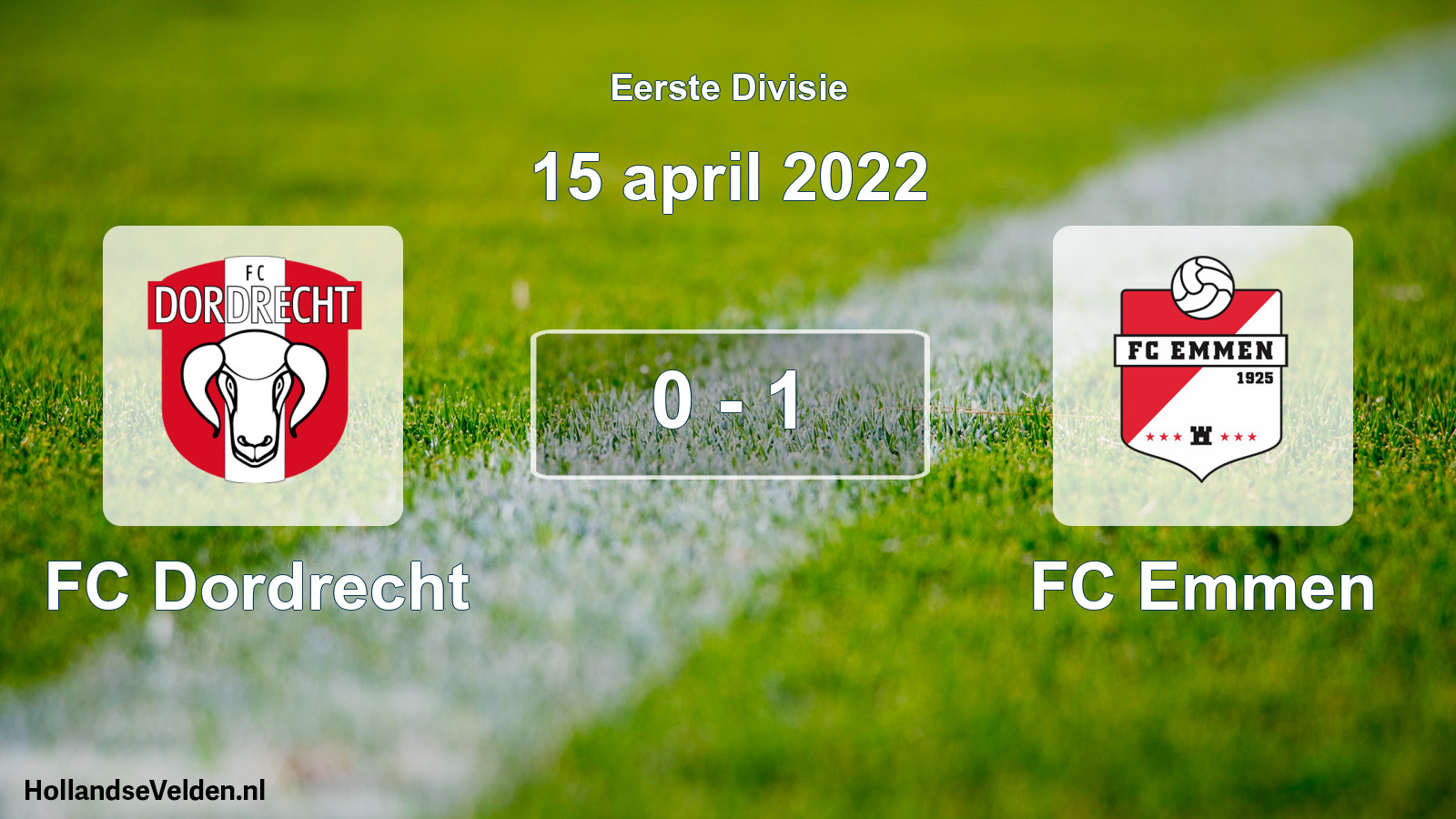 Gespeelde wedstrijd: FC Dordrecht - FC Emmen 0 - 1 (15 april 2022)