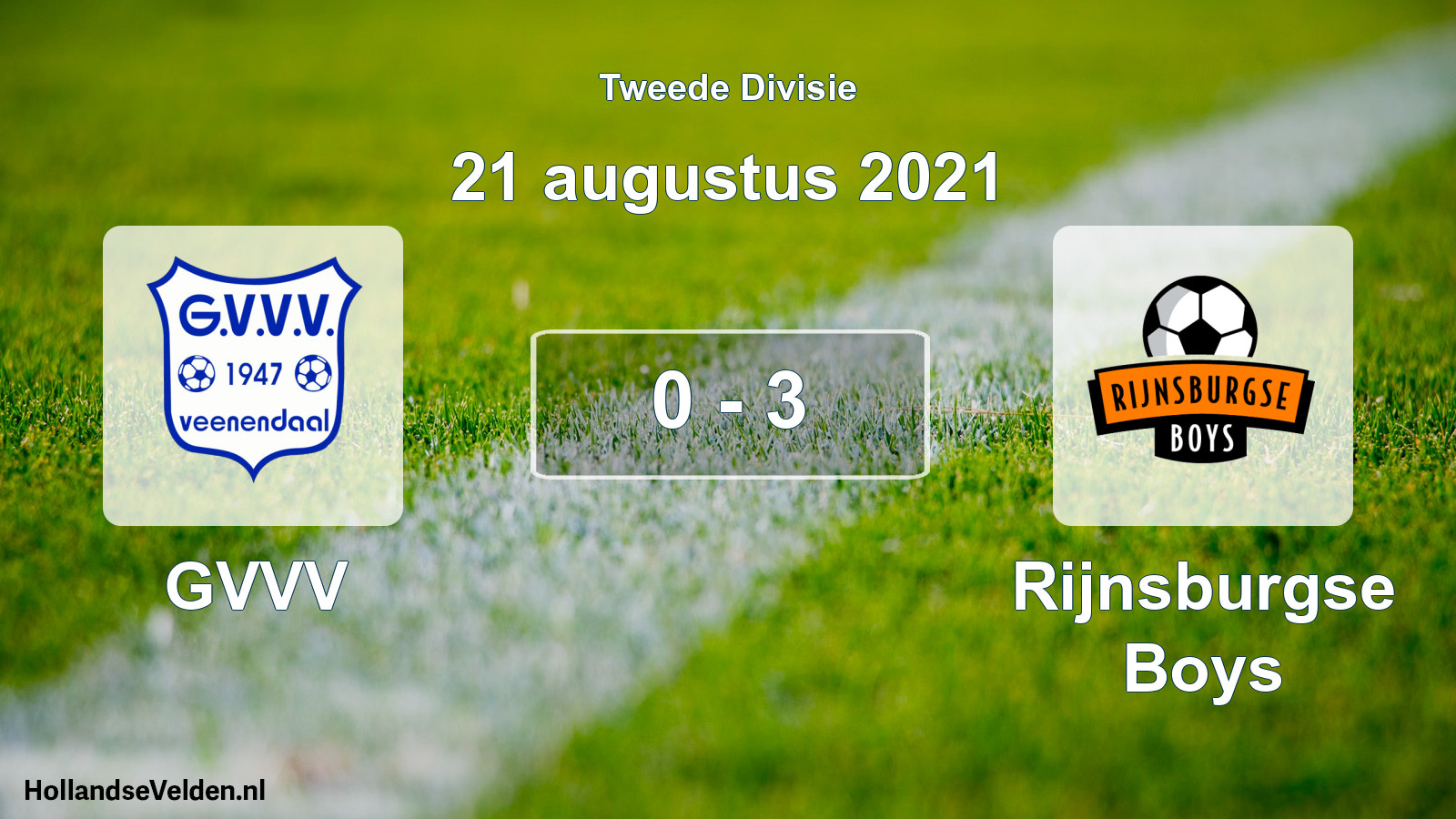 Gespeelde wedstrijd: GVVV - Rijnsburgse Boys 0 - 3 (21 augustus 2021)