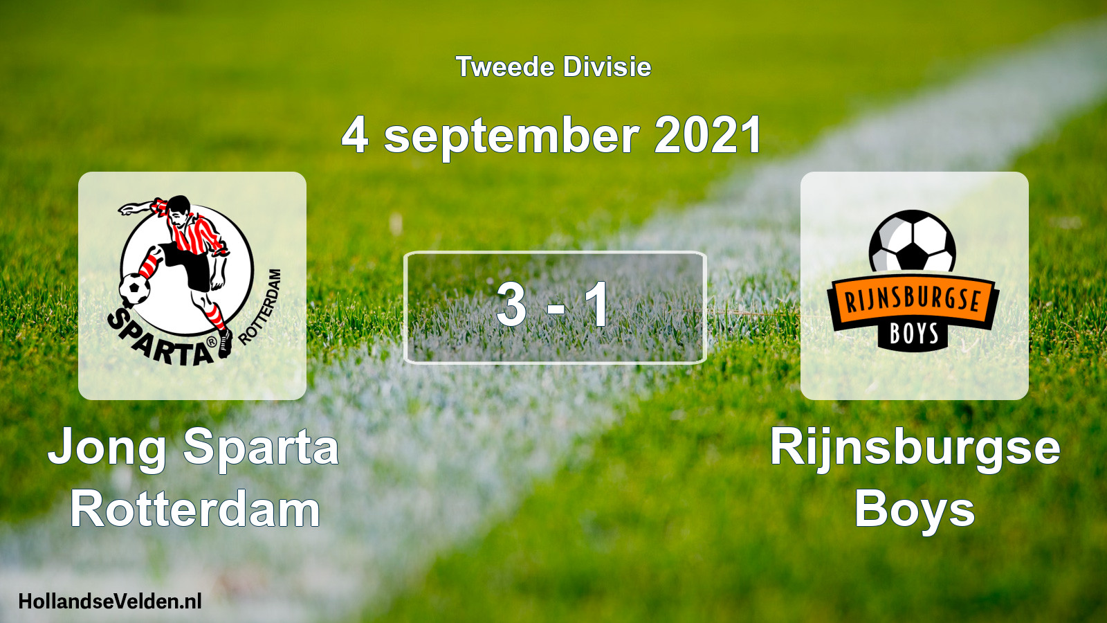 Gespeelde wedstrijd: Jong Sparta Rotterdam - Rijnsburgse Boys 3 - 1 (4 september 2021)