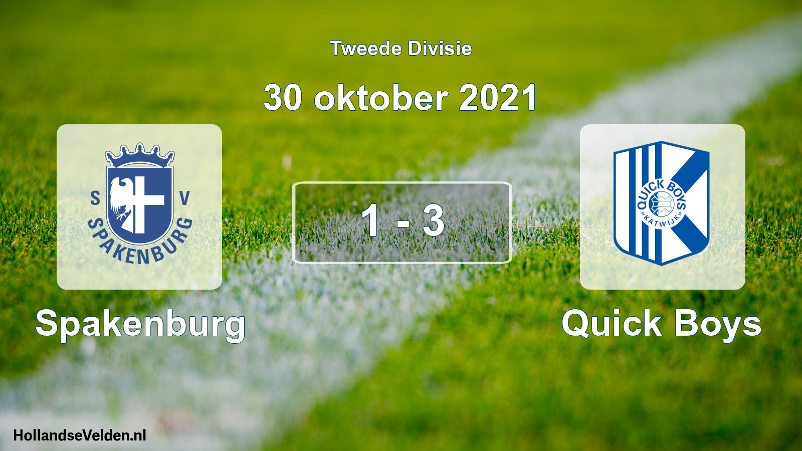 Gespeelde wedstrijd: Spakenburg - Quick Boys 1 - 3 (30 oktober 2021)
