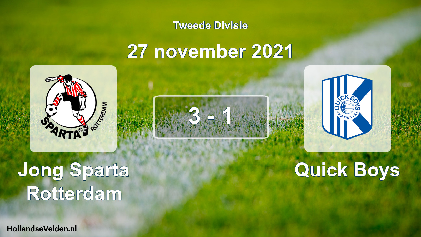 Gespeelde wedstrijd: Jong Sparta Rotterdam - Quick Boys 3 - 1 (27 november 2021)