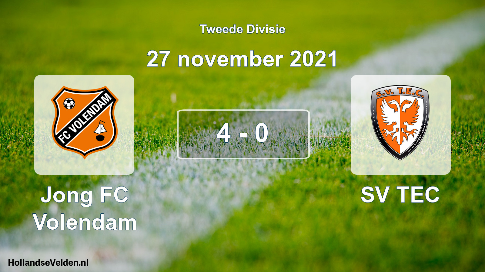 Gespeelde wedstrijd: Jong FC Volendam - SV TEC 4 - 0 (27 november 2021)
