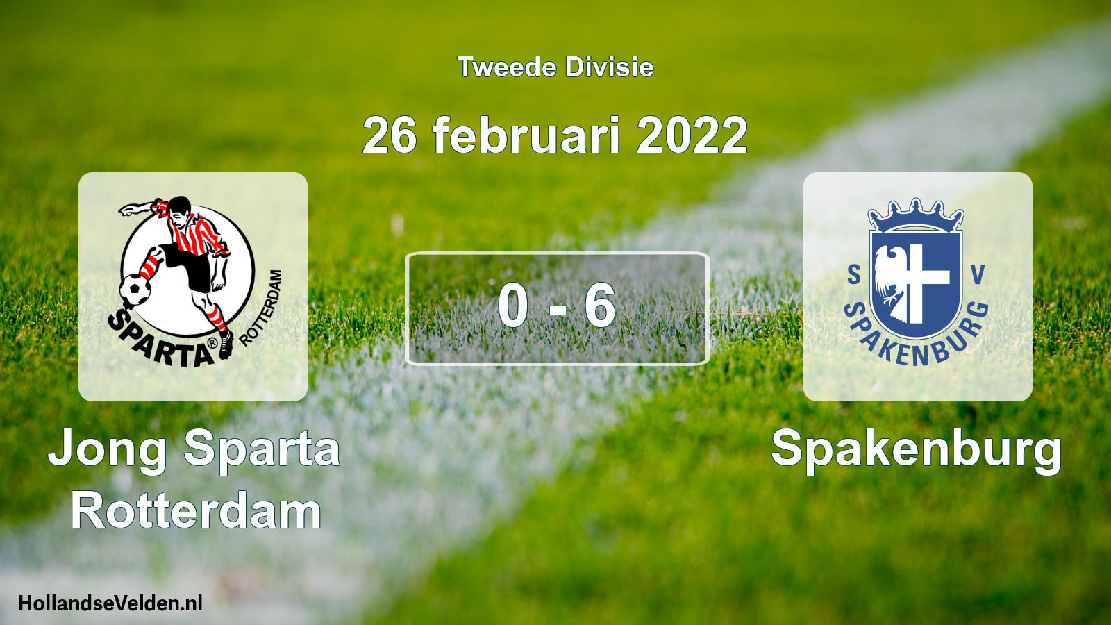 Gespeelde wedstrijd: Jong Sparta Rotterdam - Spakenburg 0 - 6 (26 februari 2022)
