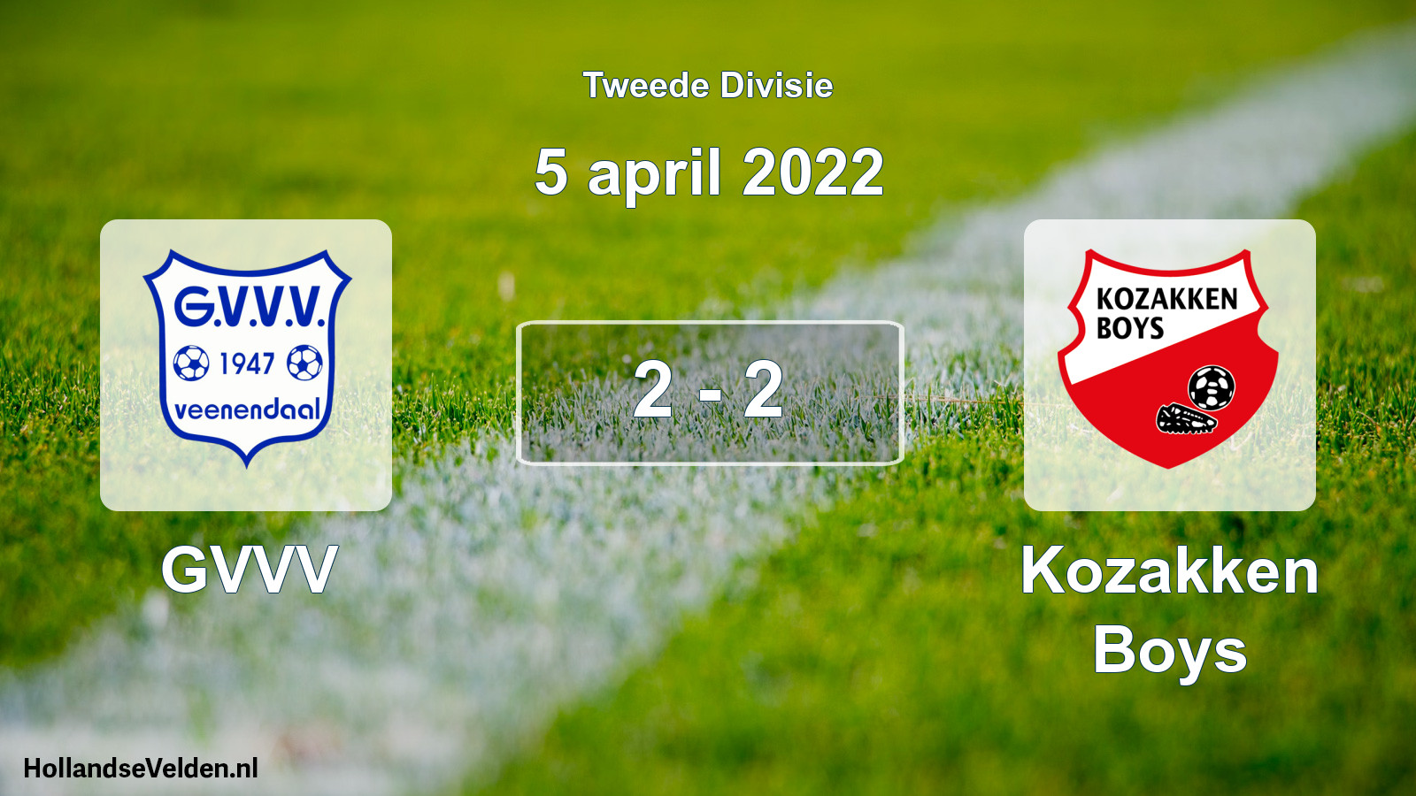 Gespeelde wedstrijd: GVVV - Kozakken Boys 2 - 2 (5 april 2022)