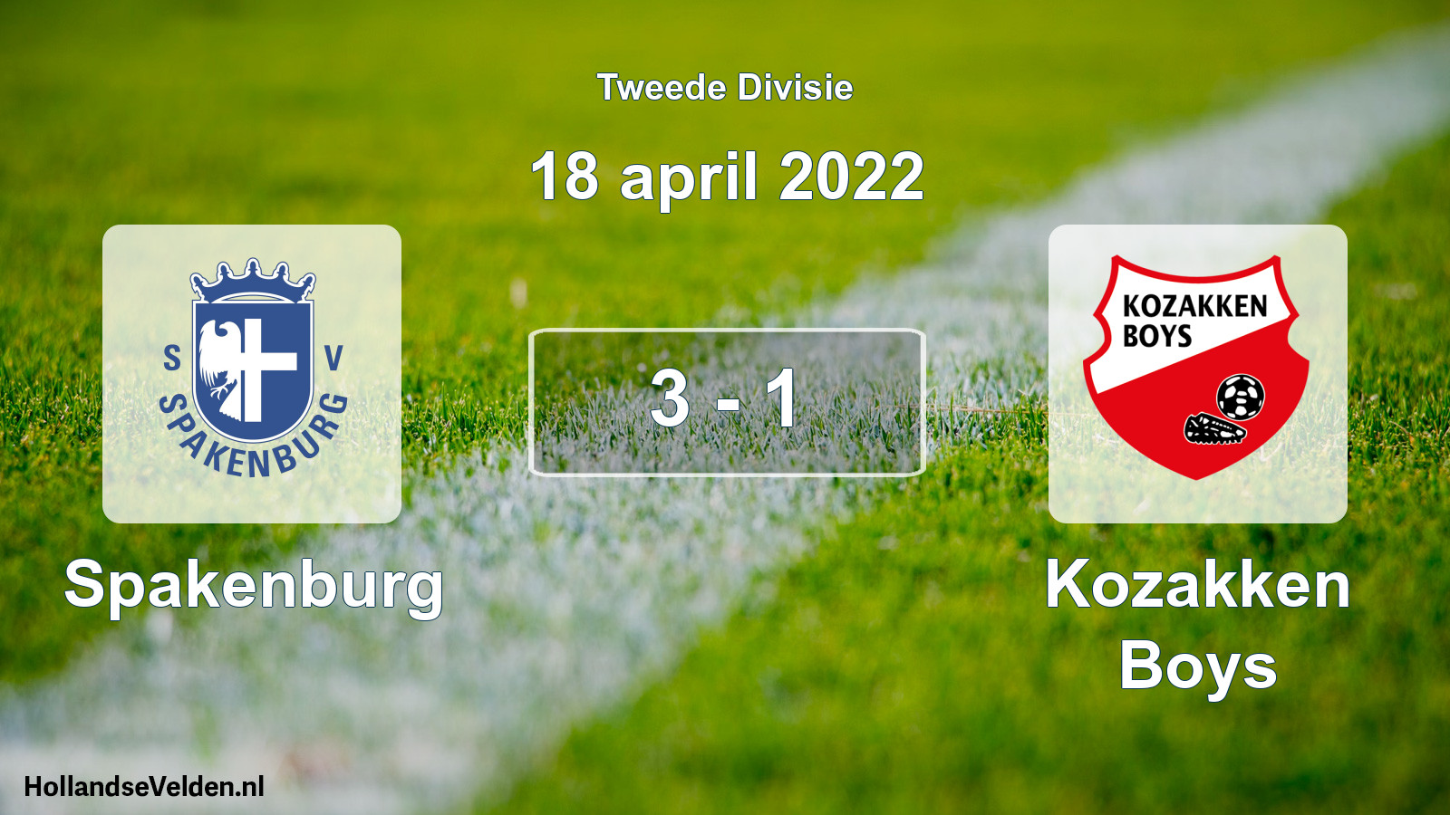 Gespeelde wedstrijd: Spakenburg - Kozakken Boys 3 - 1 (18 april 2022)