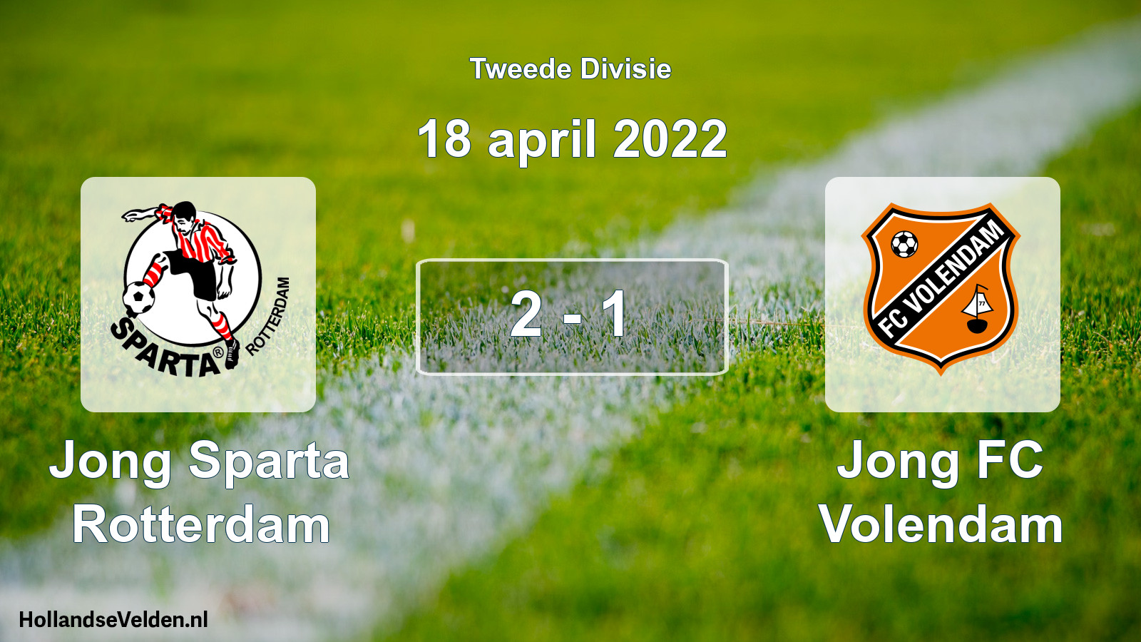 Gespeelde wedstrijd: Jong Sparta Rotterdam - Jong FC Volendam 2 - 1 (18 april 2022)
