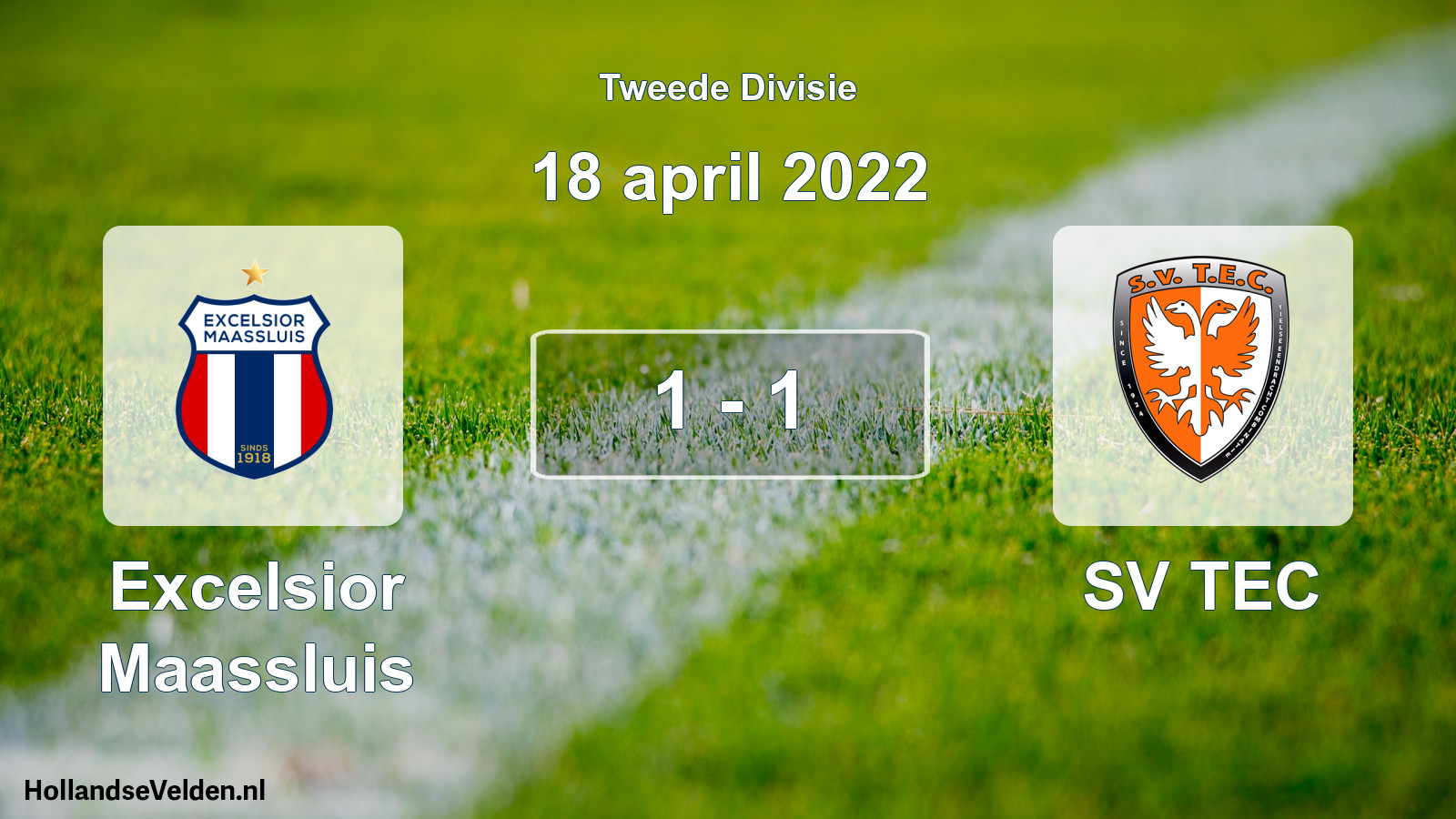 Gespeelde wedstrijd: Excelsior Maassluis - SV TEC 1 - 1 (18 april 2022)