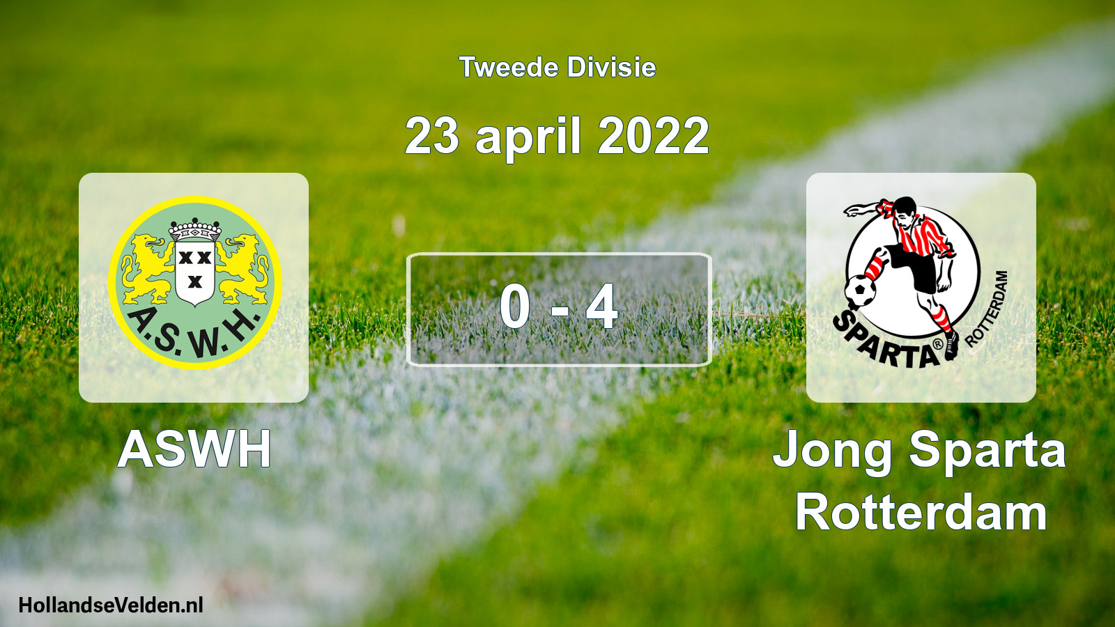 Gespeelde wedstrijd: ASWH - Jong Sparta Rotterdam 0 - 4 (23 april 2022)