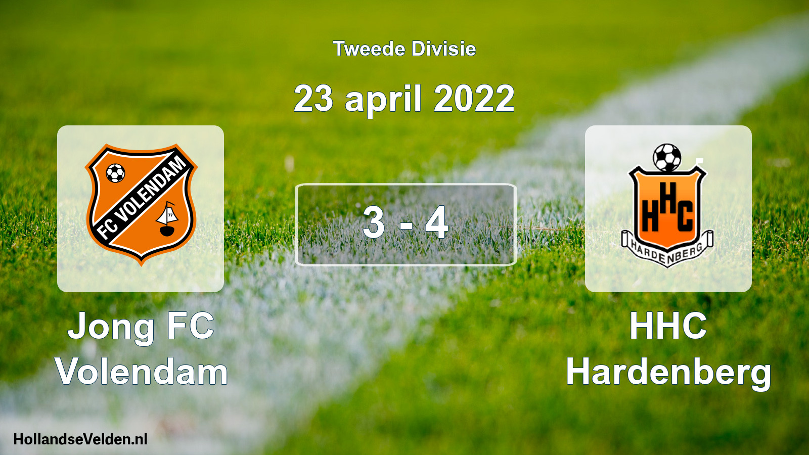 Gespeelde wedstrijd: Jong FC Volendam - HHC Hardenberg 3 - 4 (23 april 2022)