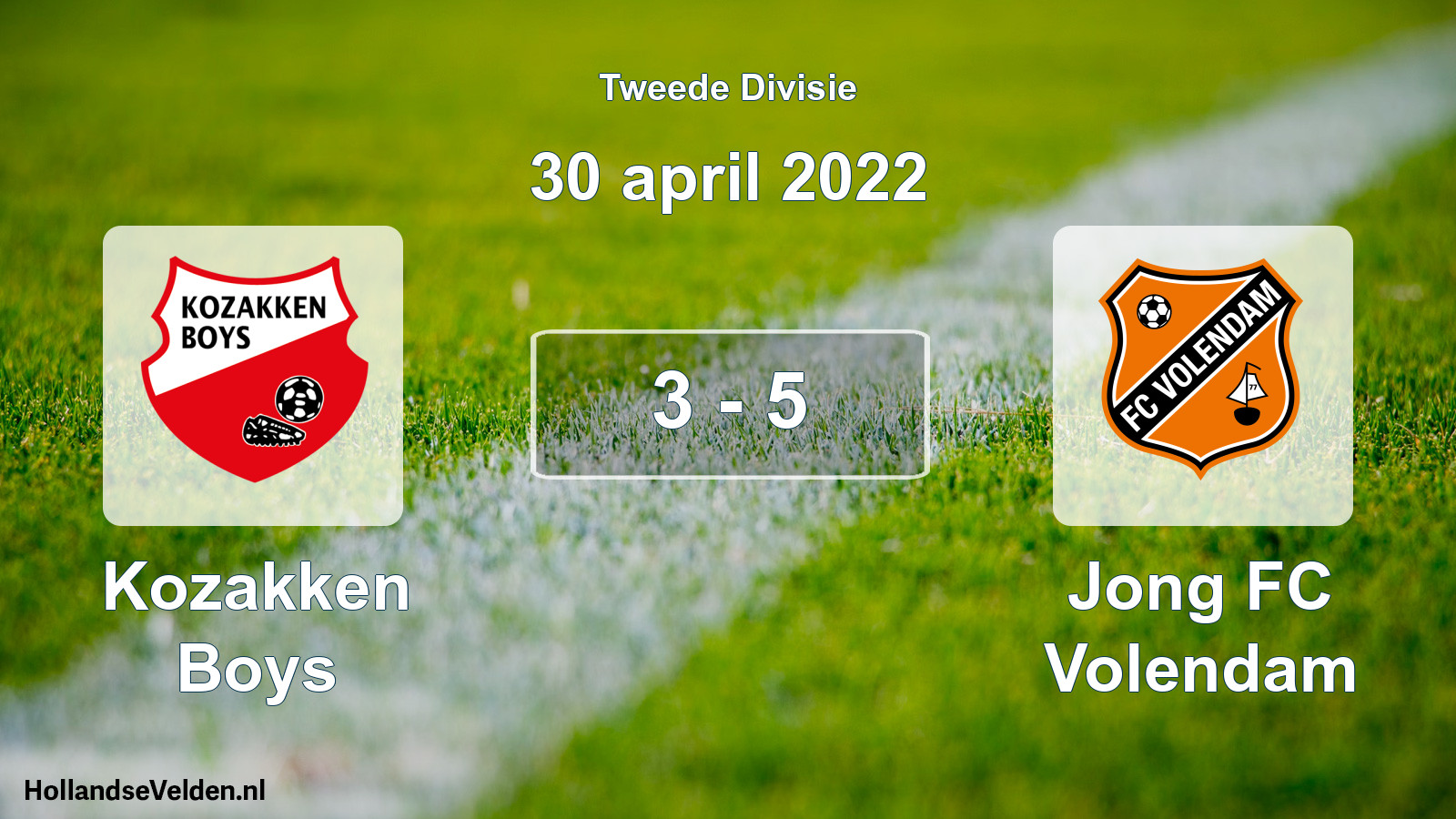Gespeelde wedstrijd: Kozakken Boys - Jong FC Volendam 3 - 5 (30 april 2022)