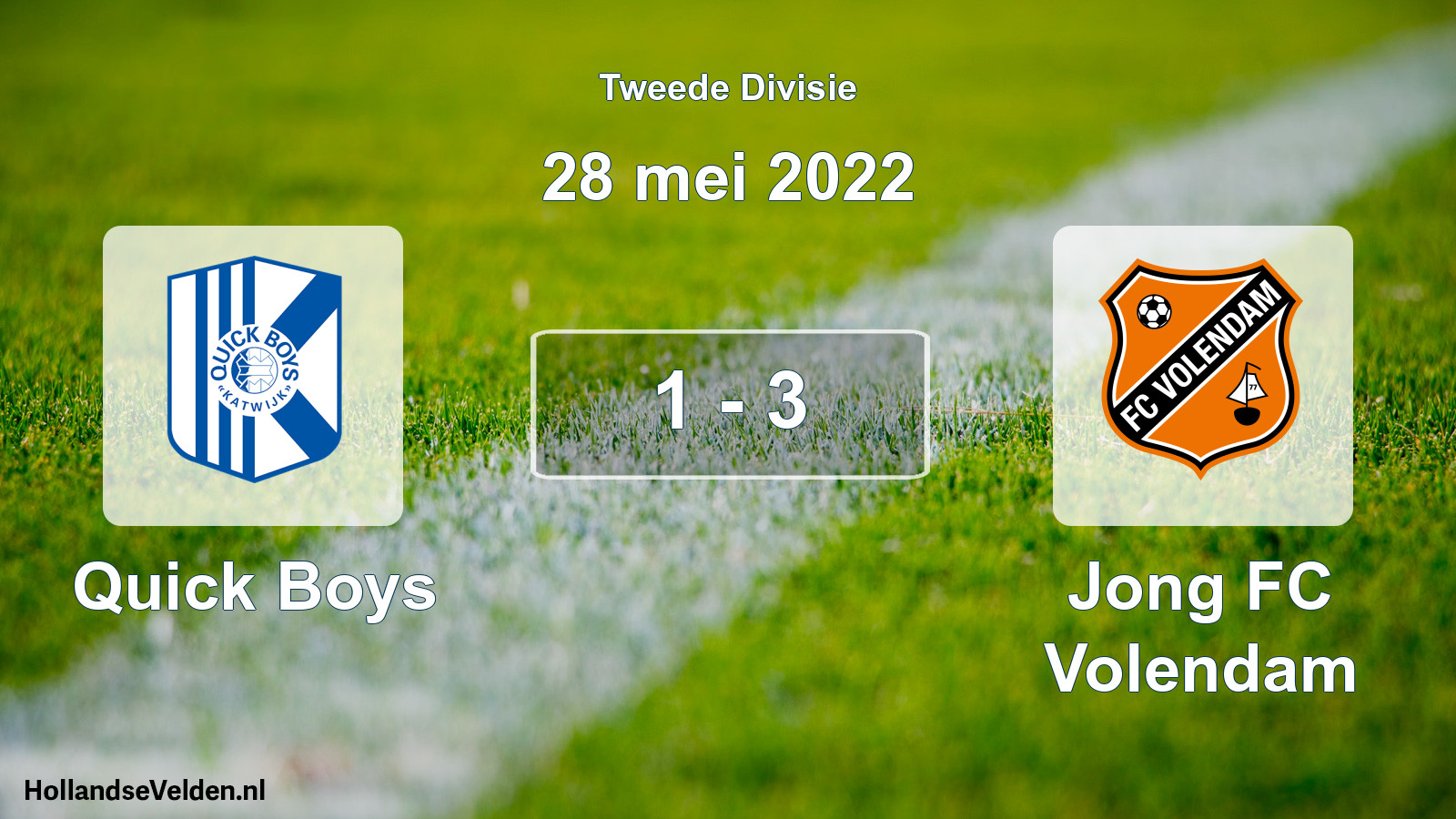 Gespeelde wedstrijd: Quick Boys - Jong FC Volendam 1 - 3 (28 mei 2022)