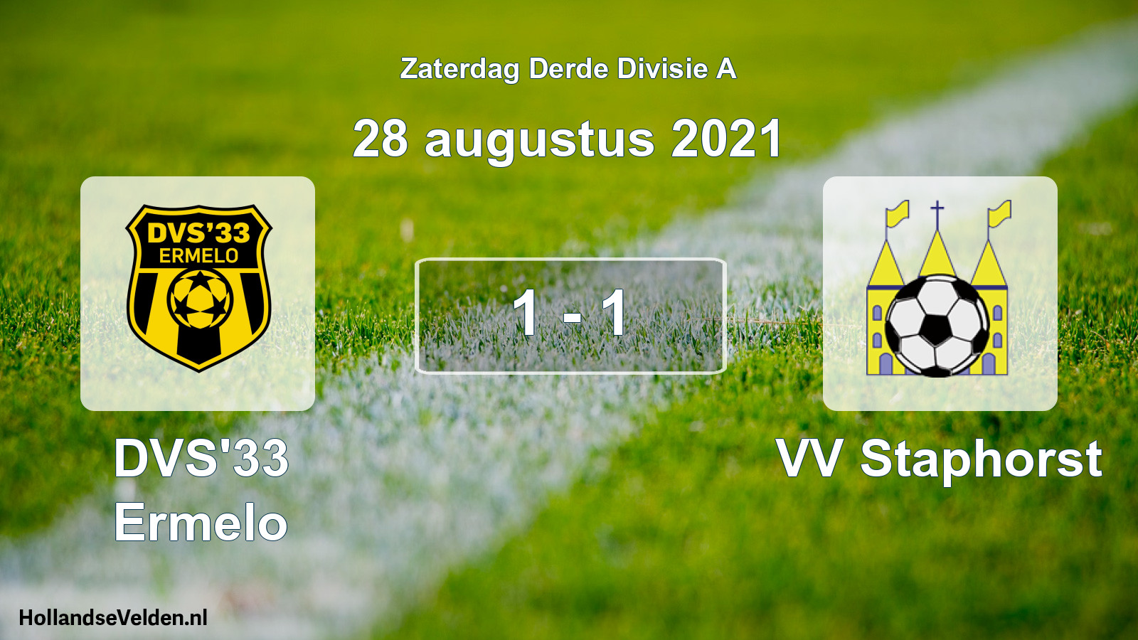 Gespeelde wedstrijd: DVS'33 Ermelo - VV Staphorst 1 - 1 (28 augustus 2021)