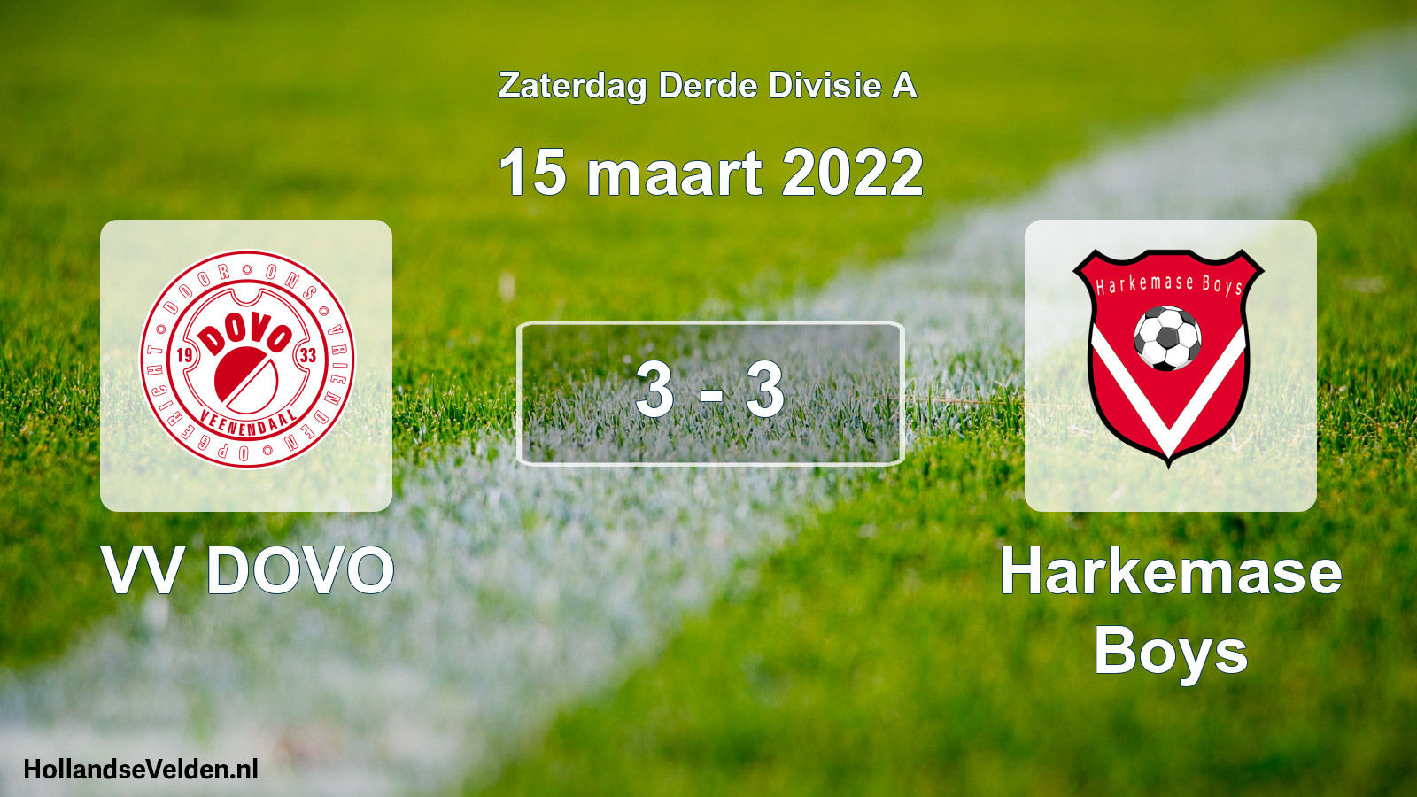 Gespeelde wedstrijd: VV DOVO - Harkemase Boys 3 - 3 (15 maart 2022)