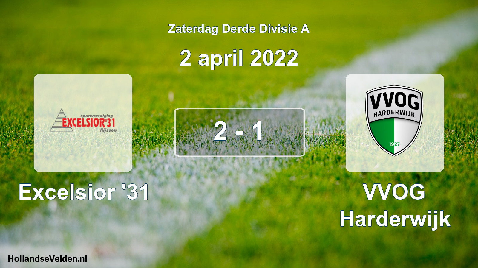 Gespeelde wedstrijd: Excelsior '31 - VVOG Harderwijk 2 - 1 (2 april 2022)