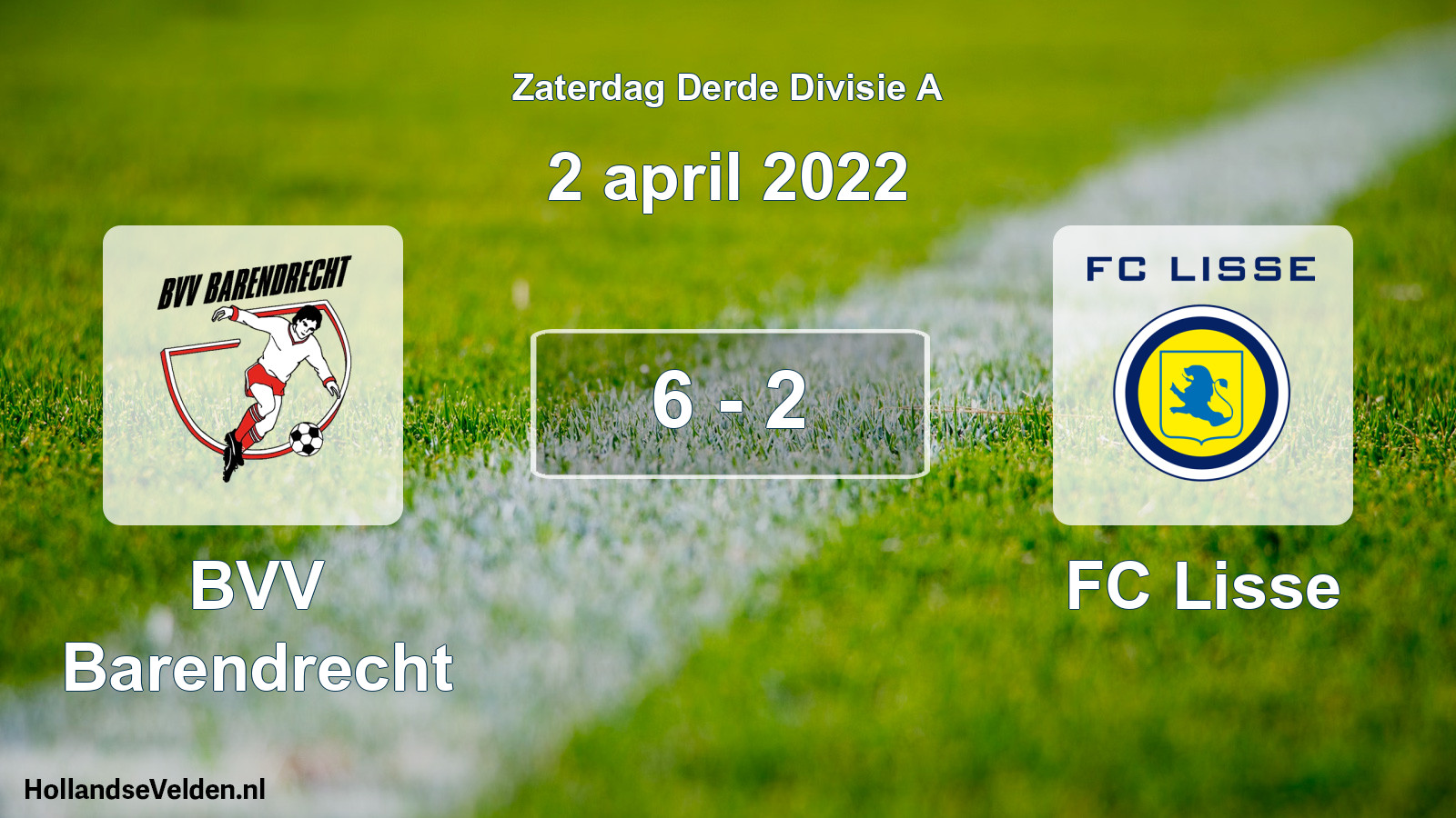 Gespeelde wedstrijd: BVV Barendrecht - FC Lisse 6 - 2 (2 april 2022)