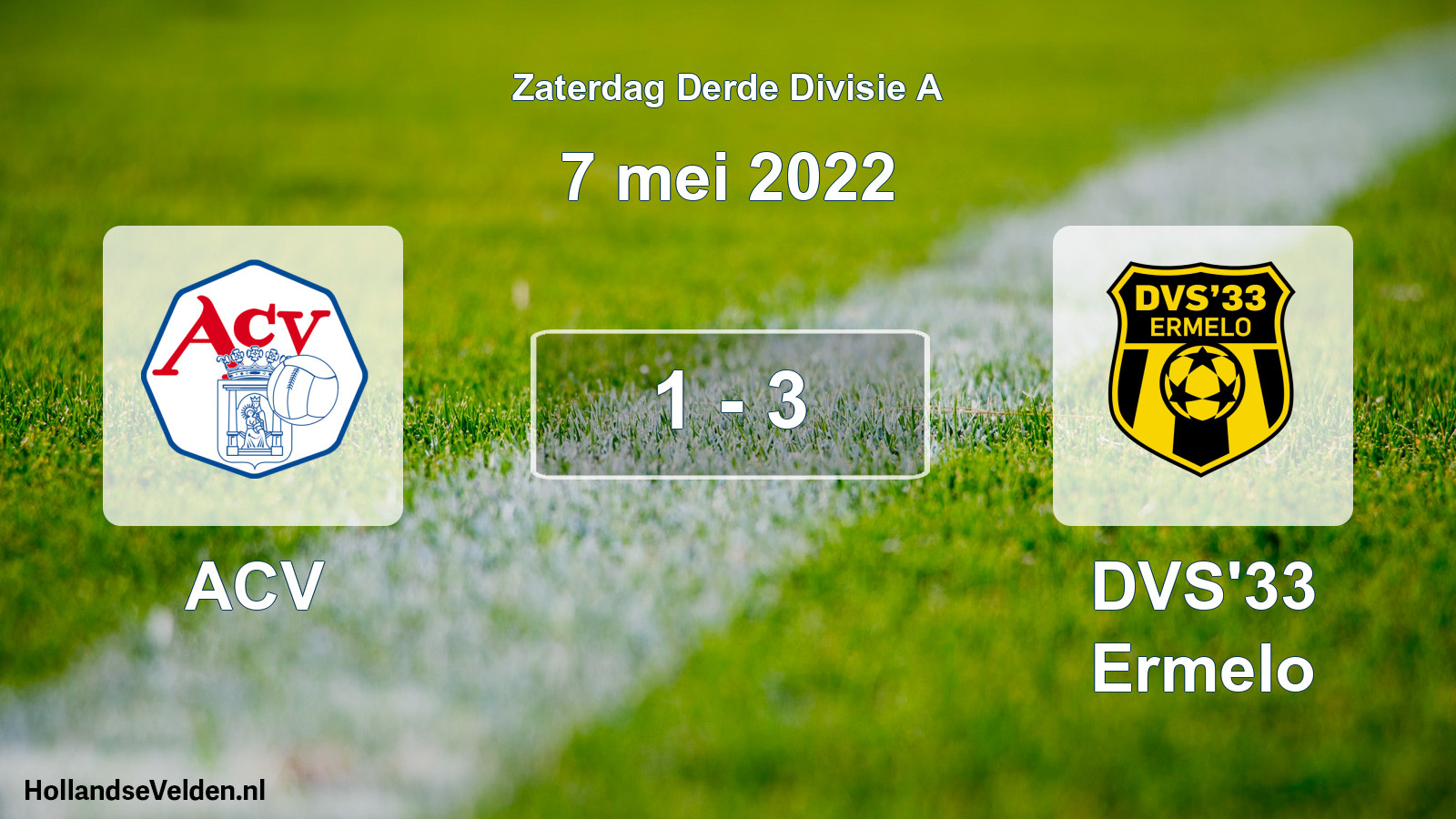 Gespeelde wedstrijd: ACV - DVS'33 Ermelo 1 - 3 (7 mei 2022)