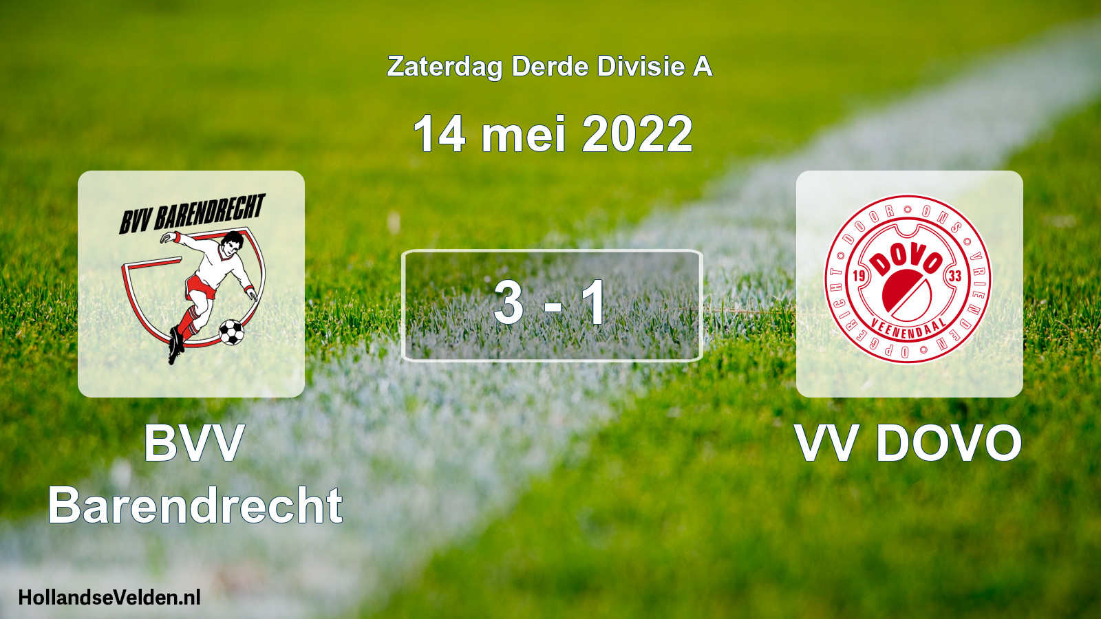 Gespeelde wedstrijd: BVV Barendrecht - VV DOVO 3 - 1 (14 mei 2022)