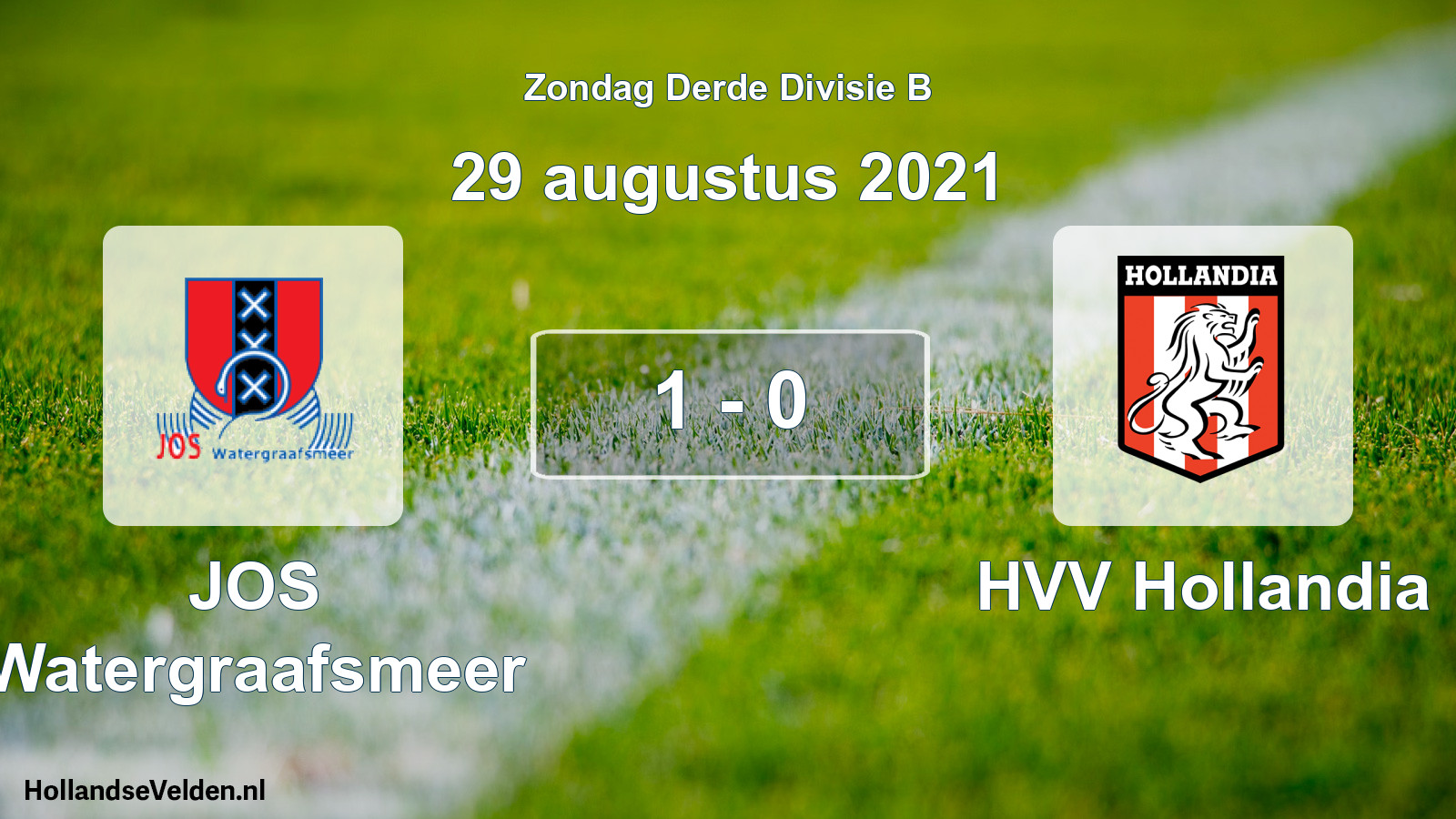 Gespeelde wedstrijd: JOS Watergraafsmeer - HVV Hollandia 1 - 0 (29 augustus 2021)