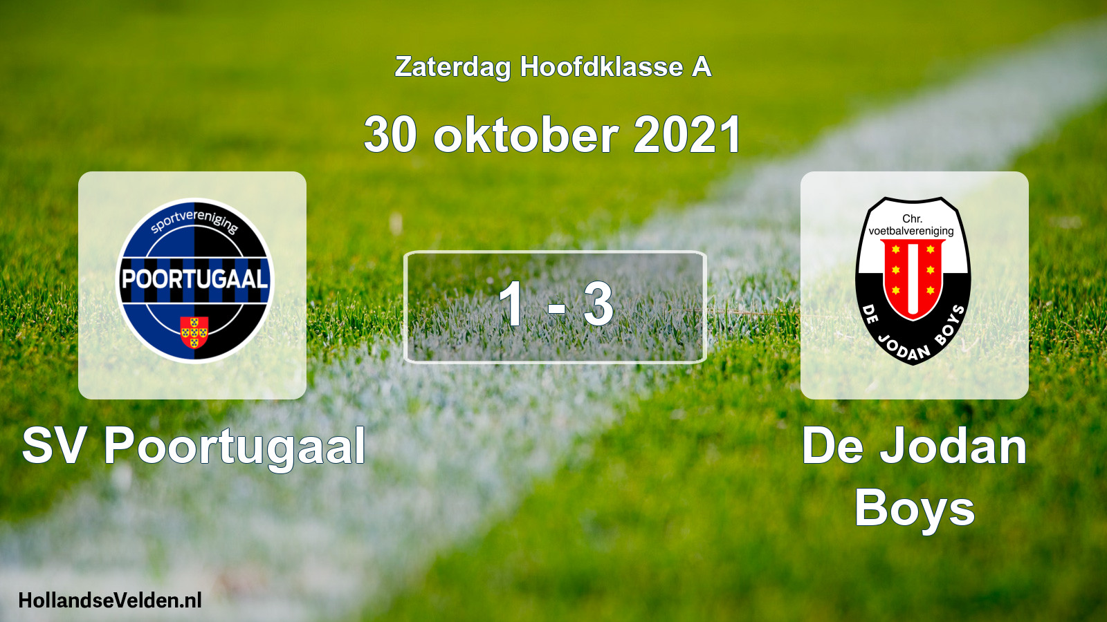 Gespeelde wedstrijd: SV Poortugaal - De Jodan Boys 1 - 3 (30 oktober 2021)