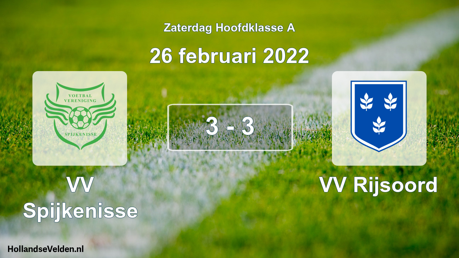 Gespeelde wedstrijd: VV Spijkenisse - VV Rijsoord 3 - 3 (26 februari 2022)