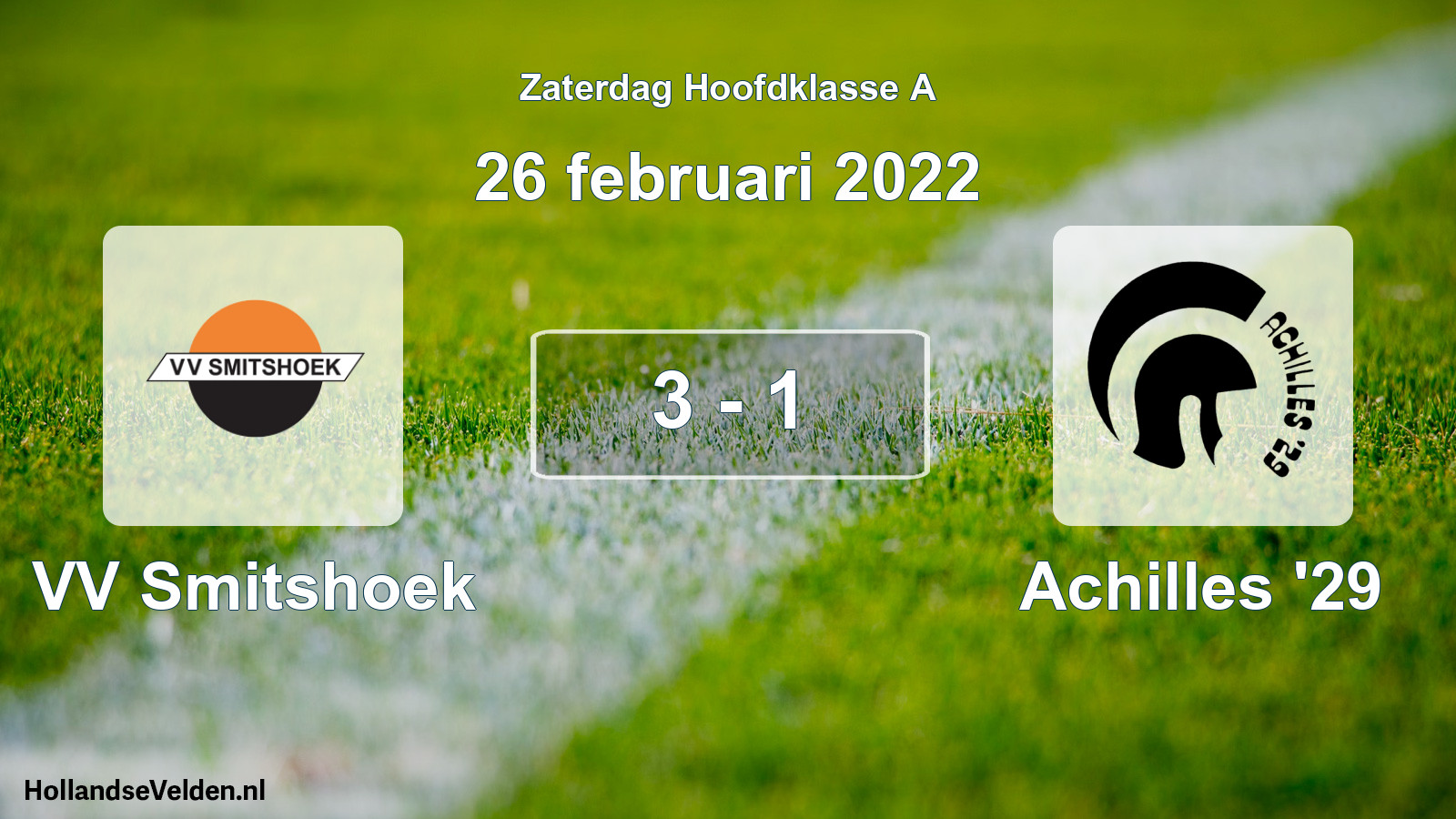 Gespeelde wedstrijd: VV Smitshoek - Achilles '29 3 - 1 (26 februari 2022)