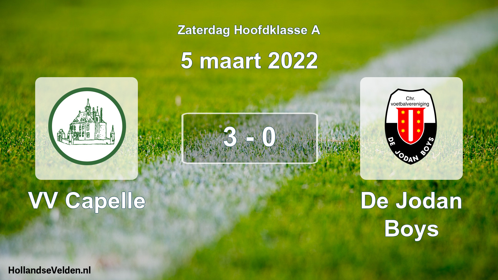 Gespeelde wedstrijd: VV Capelle - De Jodan Boys 3 - 0 (5 maart 2022)
