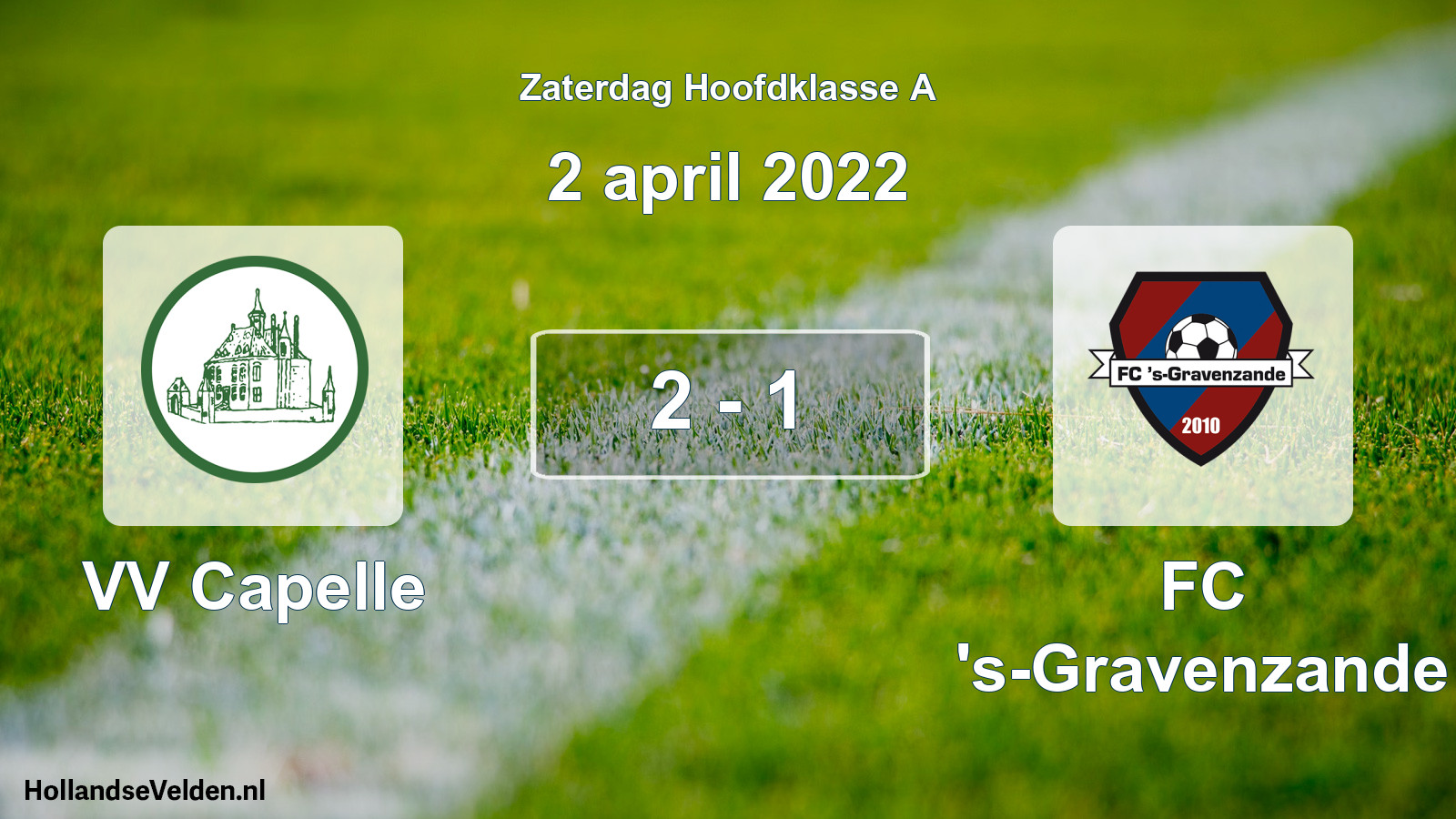 Gespeelde wedstrijd: VV Capelle - FC 's-Gravenzande 2 - 1 (2 april 2022)