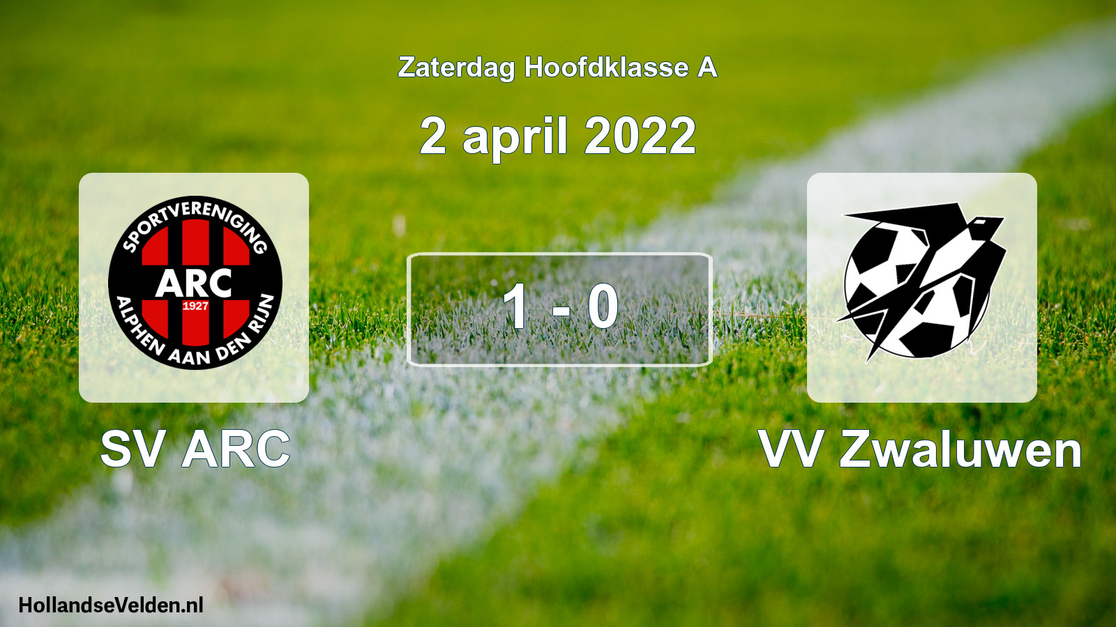 Gespeelde wedstrijd: SV ARC - VV Zwaluwen 1 - 0 (2 april 2022)
