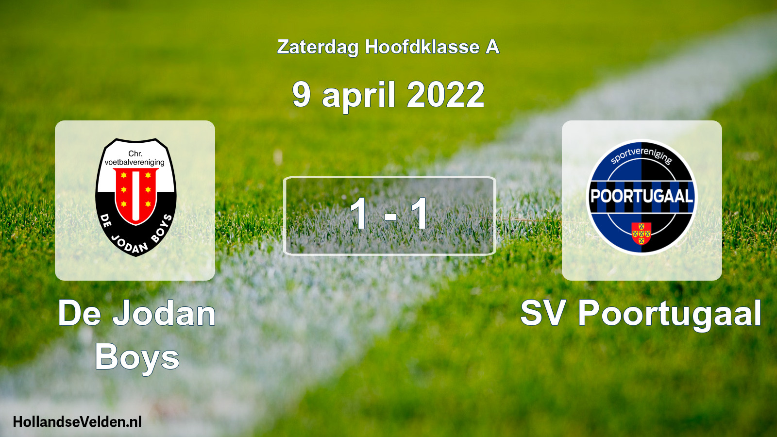 Gespeelde wedstrijd: De Jodan Boys - SV Poortugaal 1 - 1 (9 april 2022)
