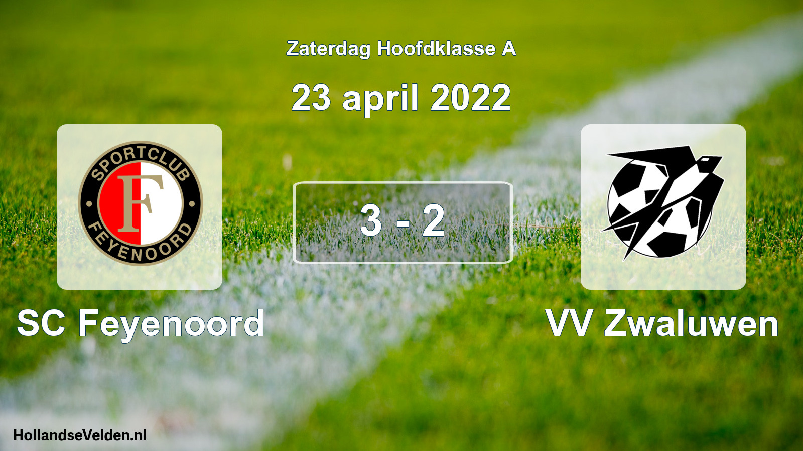 Gespeelde wedstrijd: SC Feyenoord - VV Zwaluwen 3 - 2 (23 april 2022)