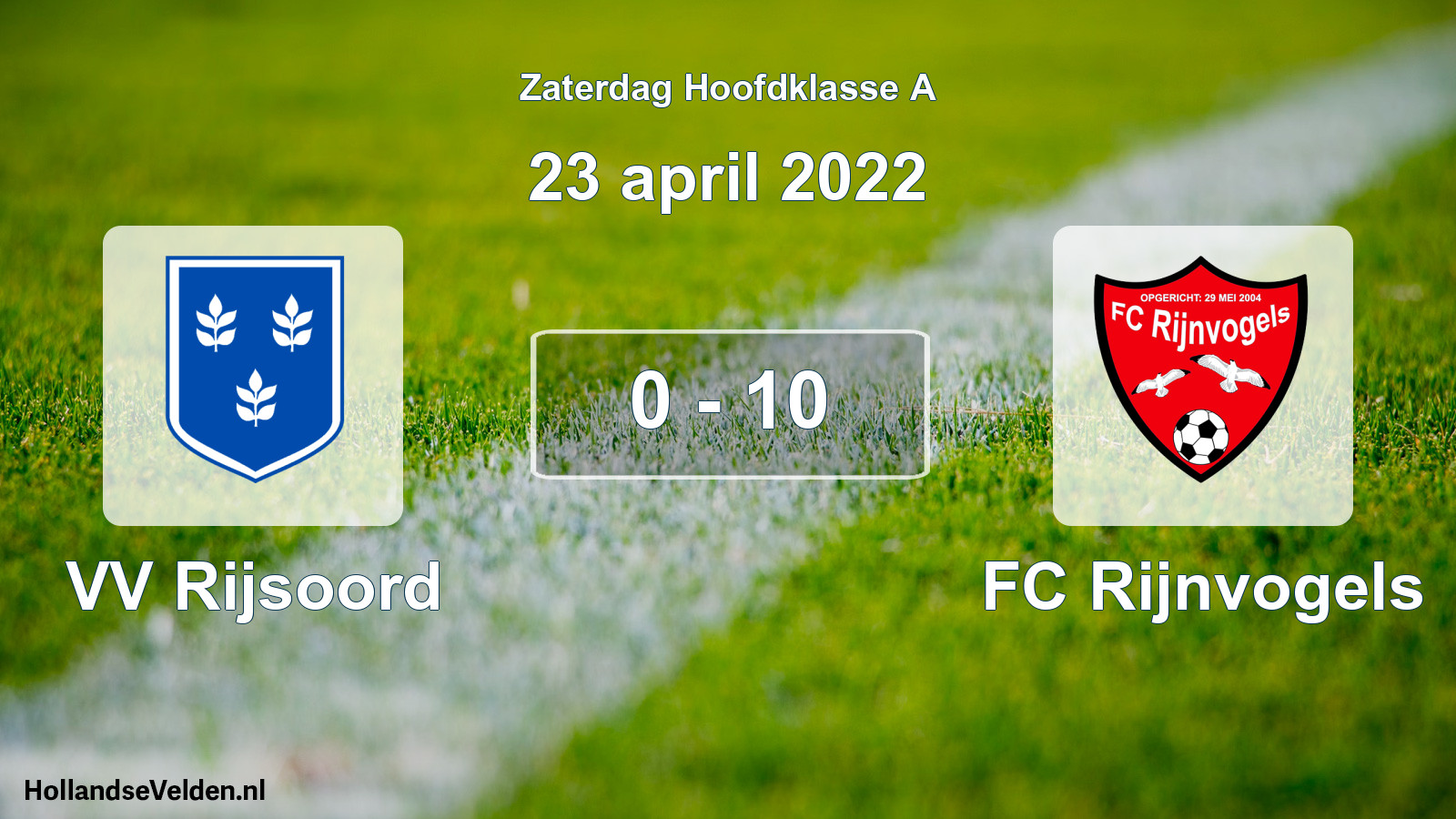Gespeelde wedstrijd: VV Rijsoord - FC Rijnvogels 0 - 10 (23 april 2022)