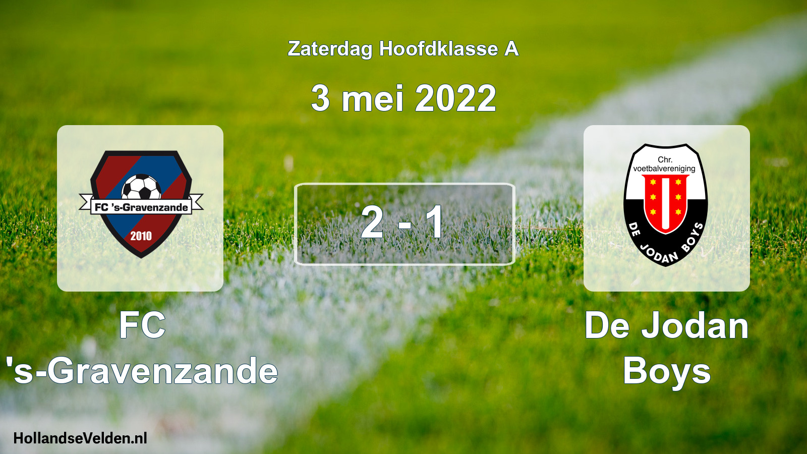 Gespeelde wedstrijd: FC 's-Gravenzande - De Jodan Boys 2 - 1 (3 mei 2022)