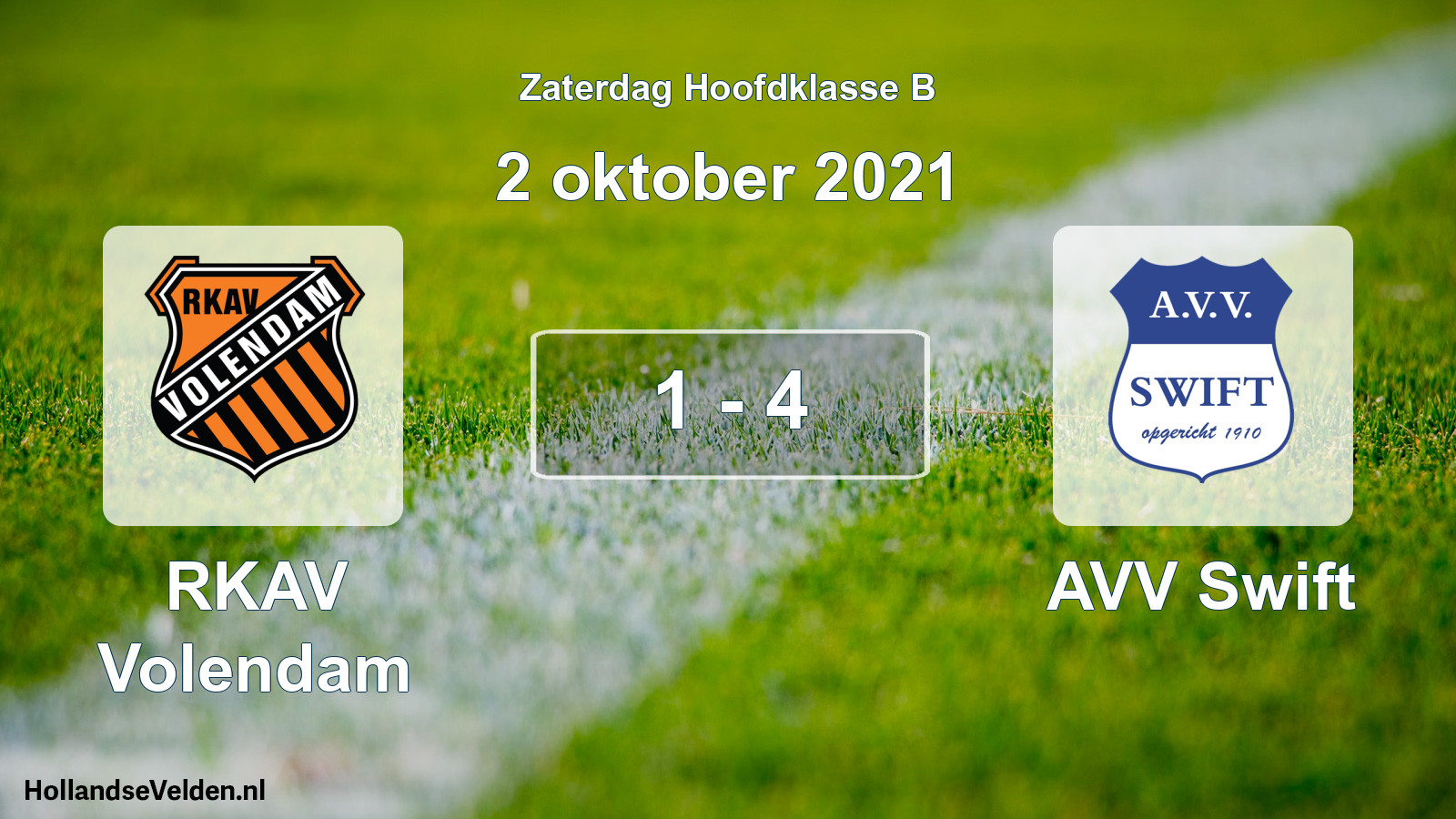 Gespeelde wedstrijd: RKAV Volendam - AVV Swift 1 - 4 (2 oktober 2021)