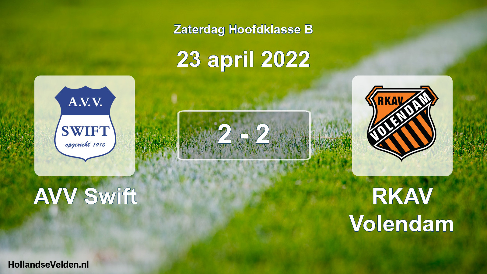 Gespeelde wedstrijd: AVV Swift - RKAV Volendam 2 - 2 (23 april 2022)