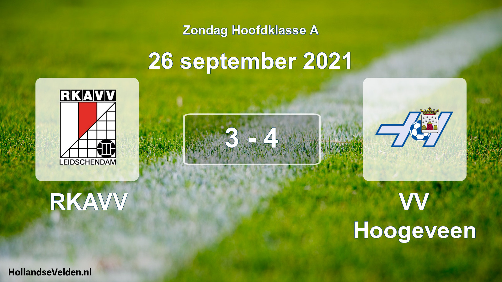 Gespeelde wedstrijd: RKAVV - VV Hoogeveen 3 - 4 (26 september 2021)