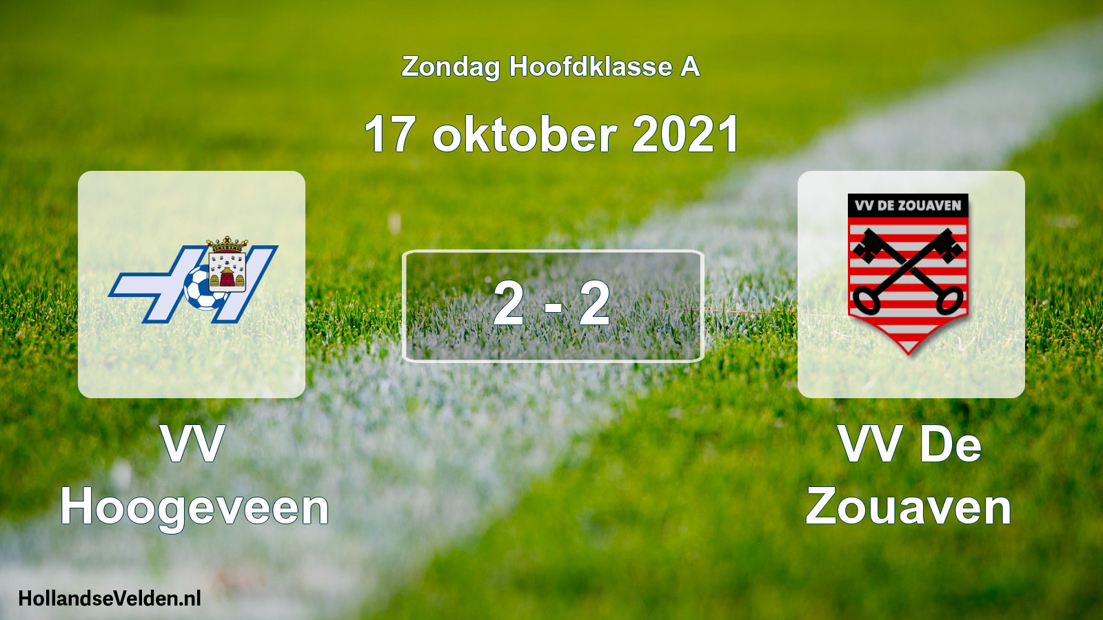 Gespeelde wedstrijd: VV Hoogeveen - VV De Zouaven 2 - 2 (17 oktober 2021)