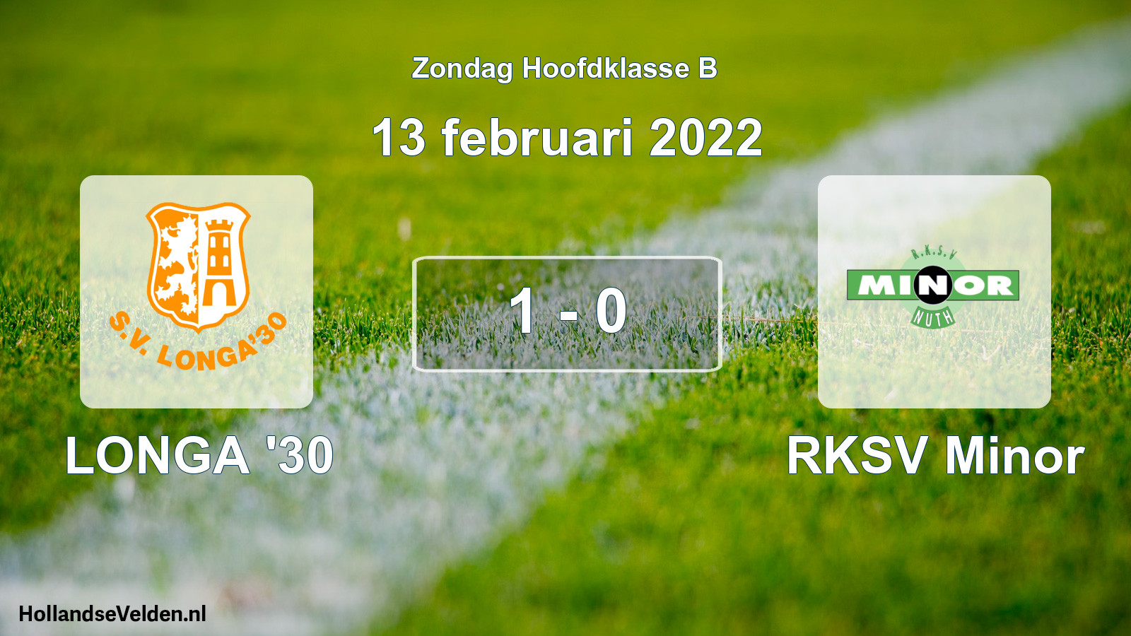 Gespeelde wedstrijd: LONGA '30 - RKSV Minor 1 - 0 (13 februari 2022)