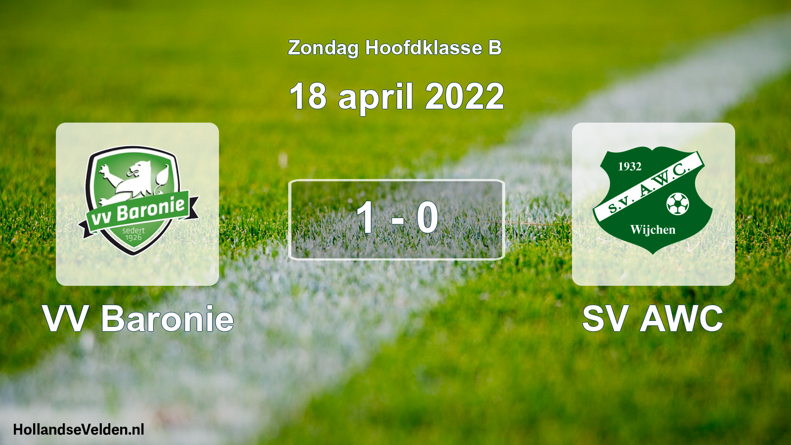Gespeelde wedstrijd: VV Baronie - SV AWC 1 - 0 (18 april 2022)
