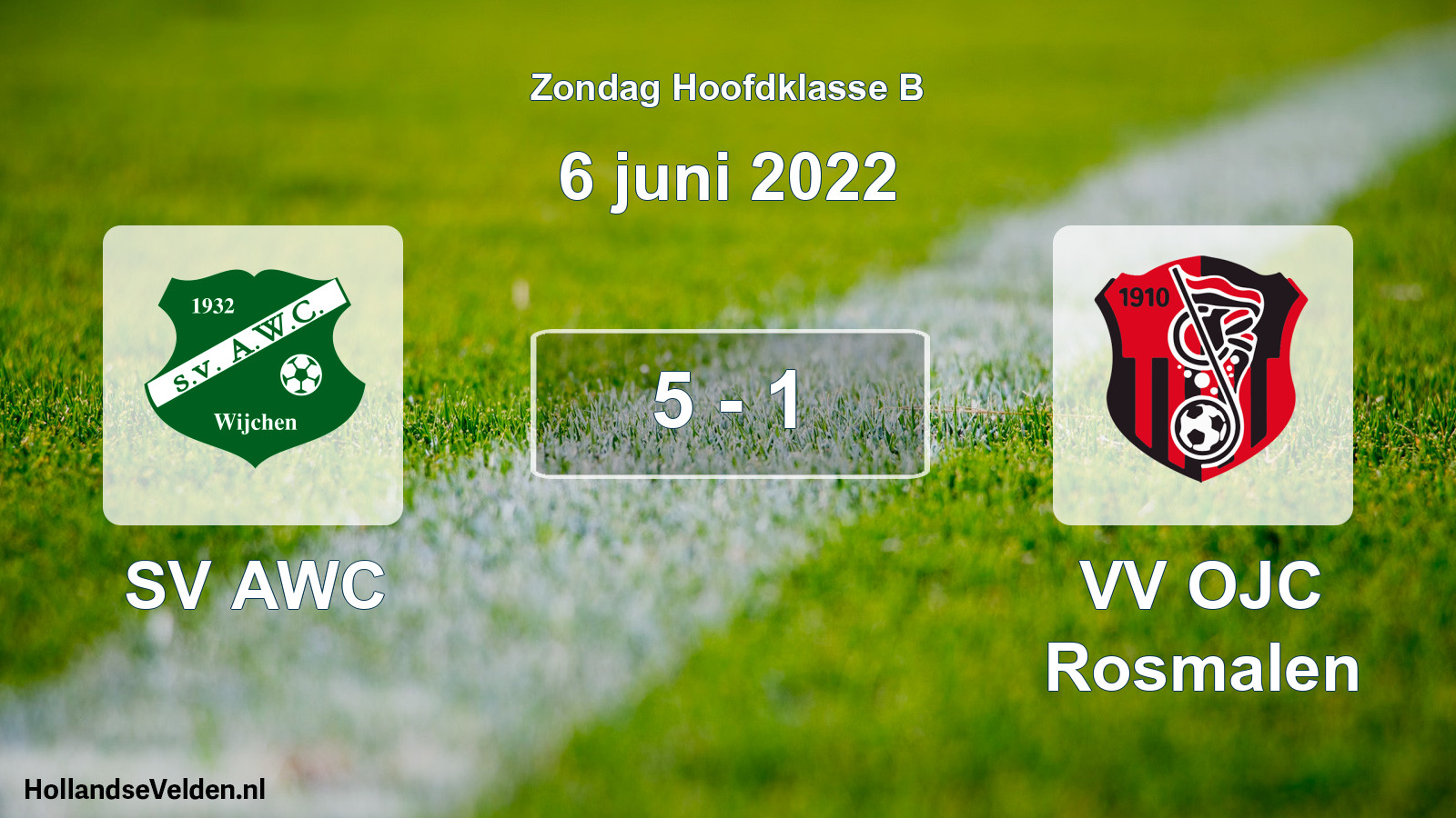 Gespeelde wedstrijd: SV AWC - VV OJC Rosmalen 5 - 1 (6 juni 2022)