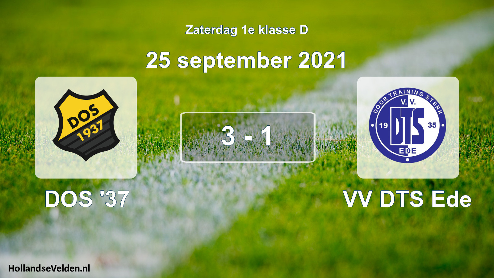 Gespeelde wedstrijd: DOS '37 - VV DTS Ede 3 - 1 (25 september 2021)