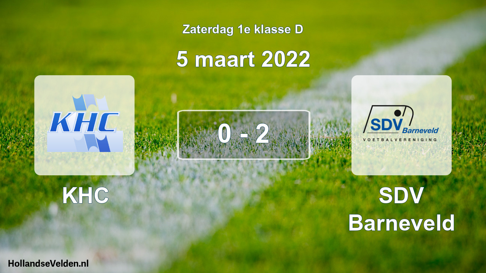 Gespeelde wedstrijd: KHC - SDV Barneveld 0 - 2 (5 maart 2022)