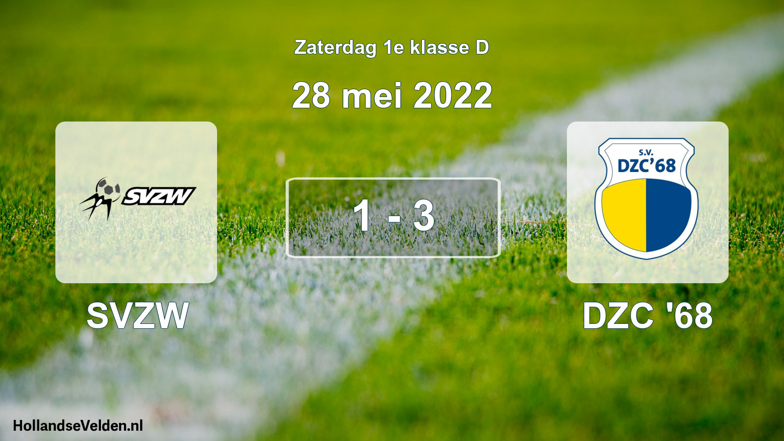 Gespeelde wedstrijd: SVZW - DZC '68 1 - 3 (28 mei 2022)