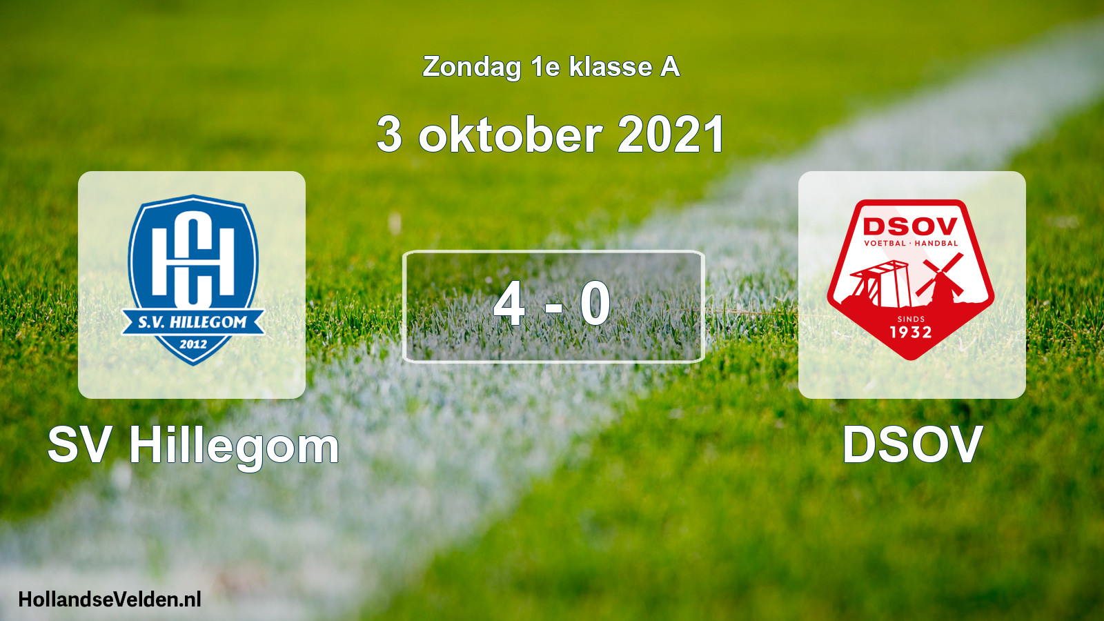 Gespeelde wedstrijd: SV Hillegom - DSOV 4 - 0 (3 oktober 2021)