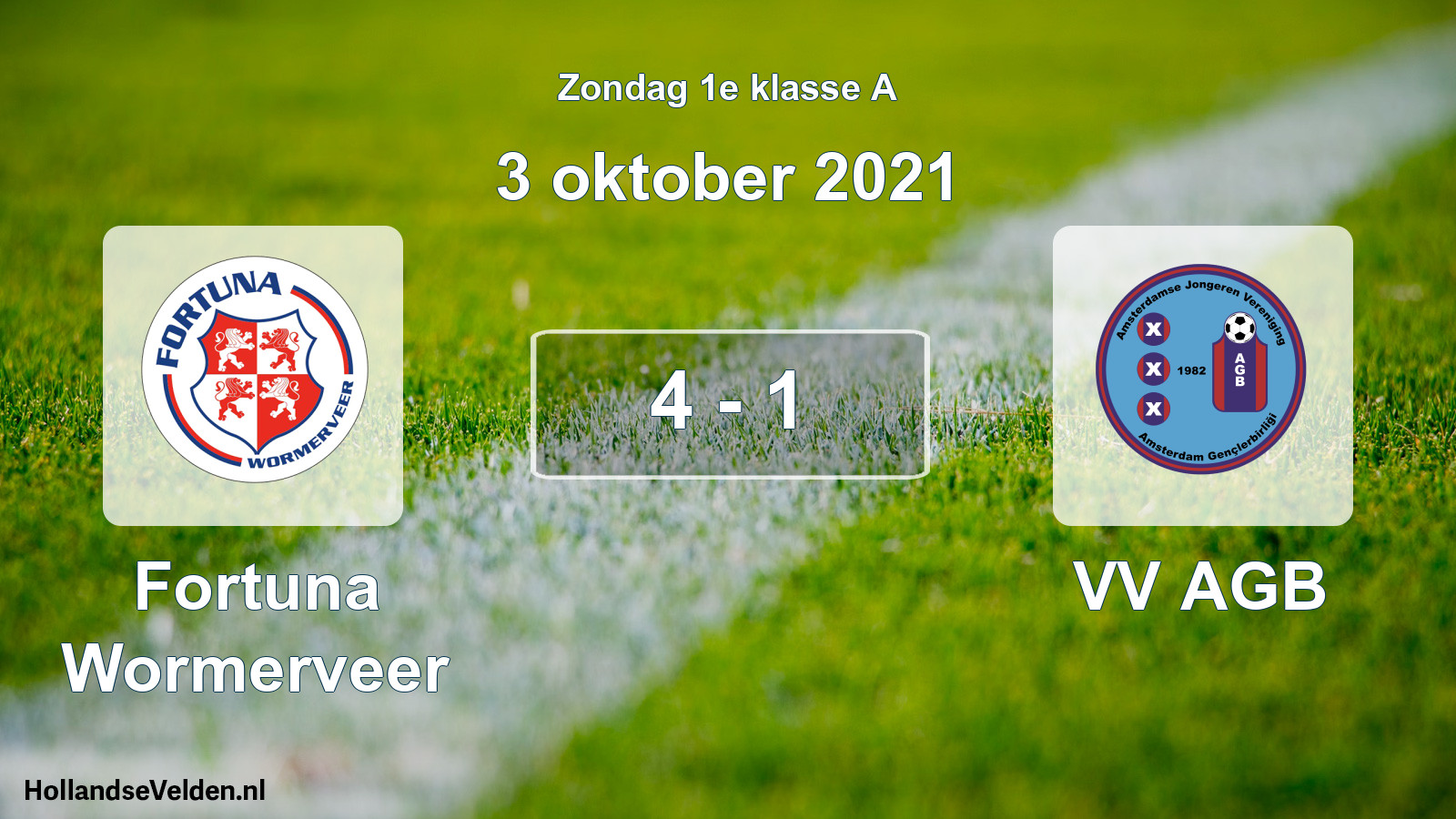 Gespeelde wedstrijd: Fortuna Wormerveer - VV AGB 4 - 1 (3 oktober 2021)