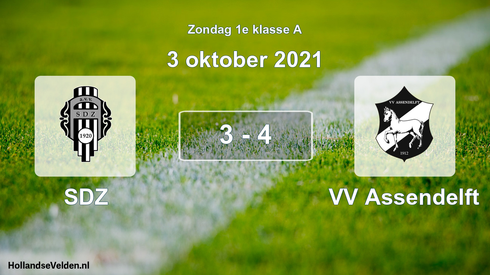 Gespeelde wedstrijd: SDZ - VV Assendelft 3 - 4 (3 oktober 2021)