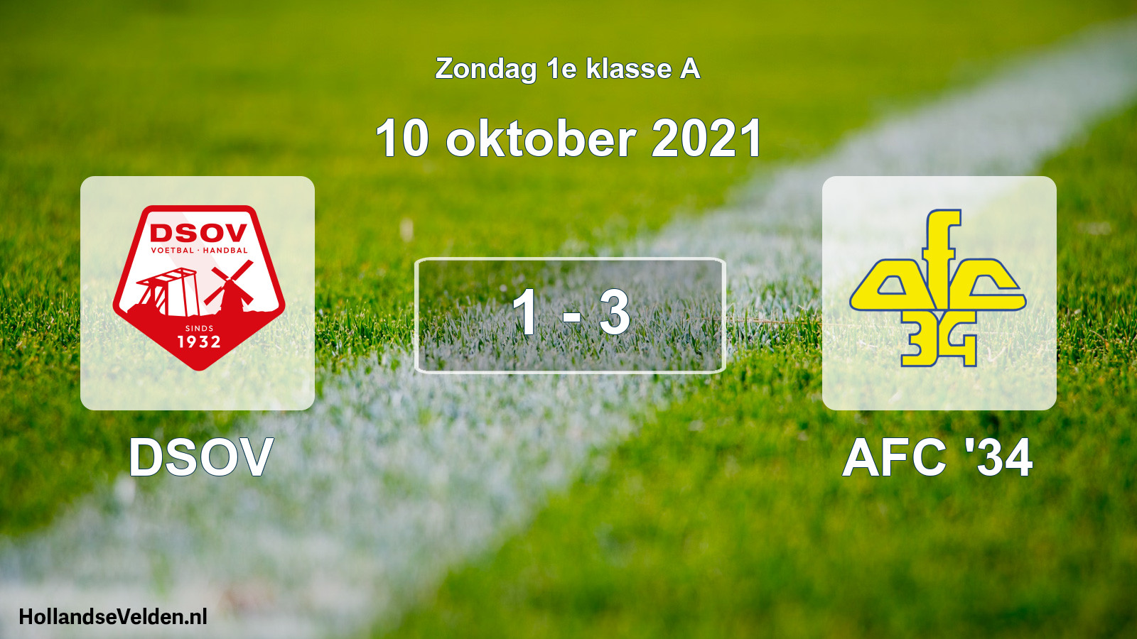 Gespeelde wedstrijd: DSOV - AFC '34 1 - 3 (10 oktober 2021)