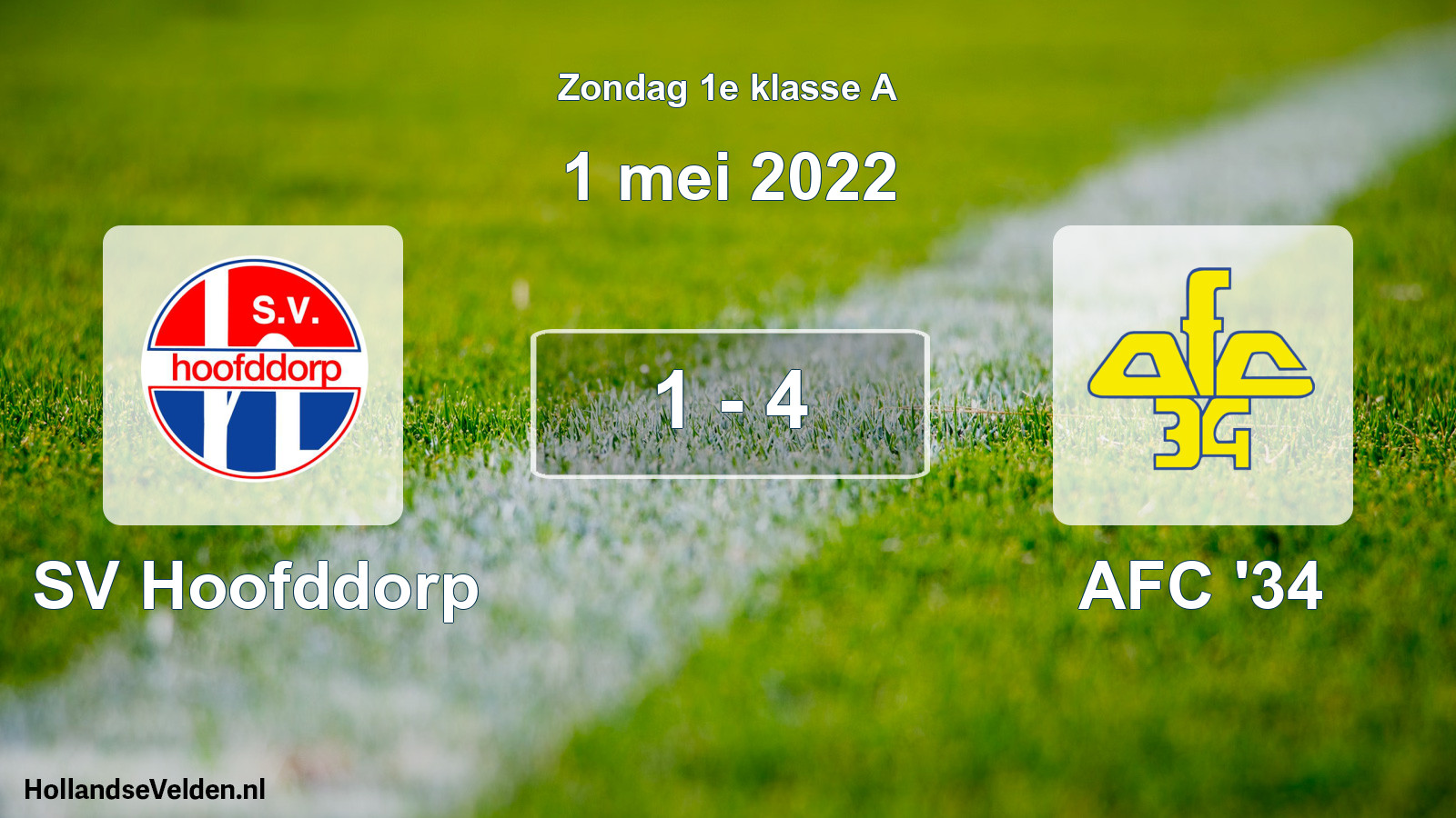 Gespeelde wedstrijd: SV Hoofddorp - AFC '34 1 - 4 (1 mei 2022)