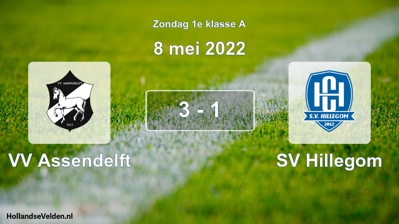 Gespeelde wedstrijd: VV Assendelft - SV Hillegom 3 - 1 (8 mei 2022)