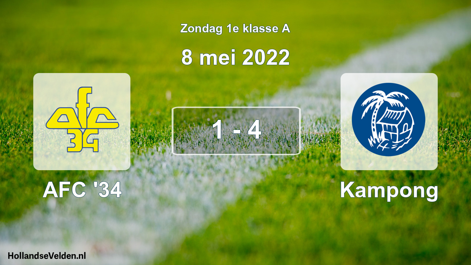 Gespeelde wedstrijd: AFC '34 - Kampong 1 - 4 (8 mei 2022)