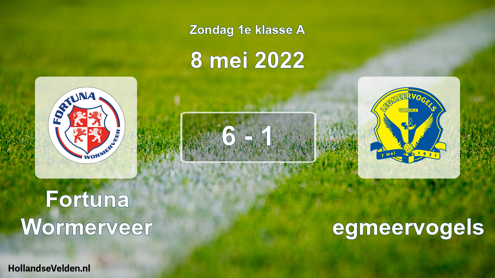 Gespeelde wedstrijd: Fortuna Wormerveer - Legmeervogels 6 - 1 (8 mei 2022)